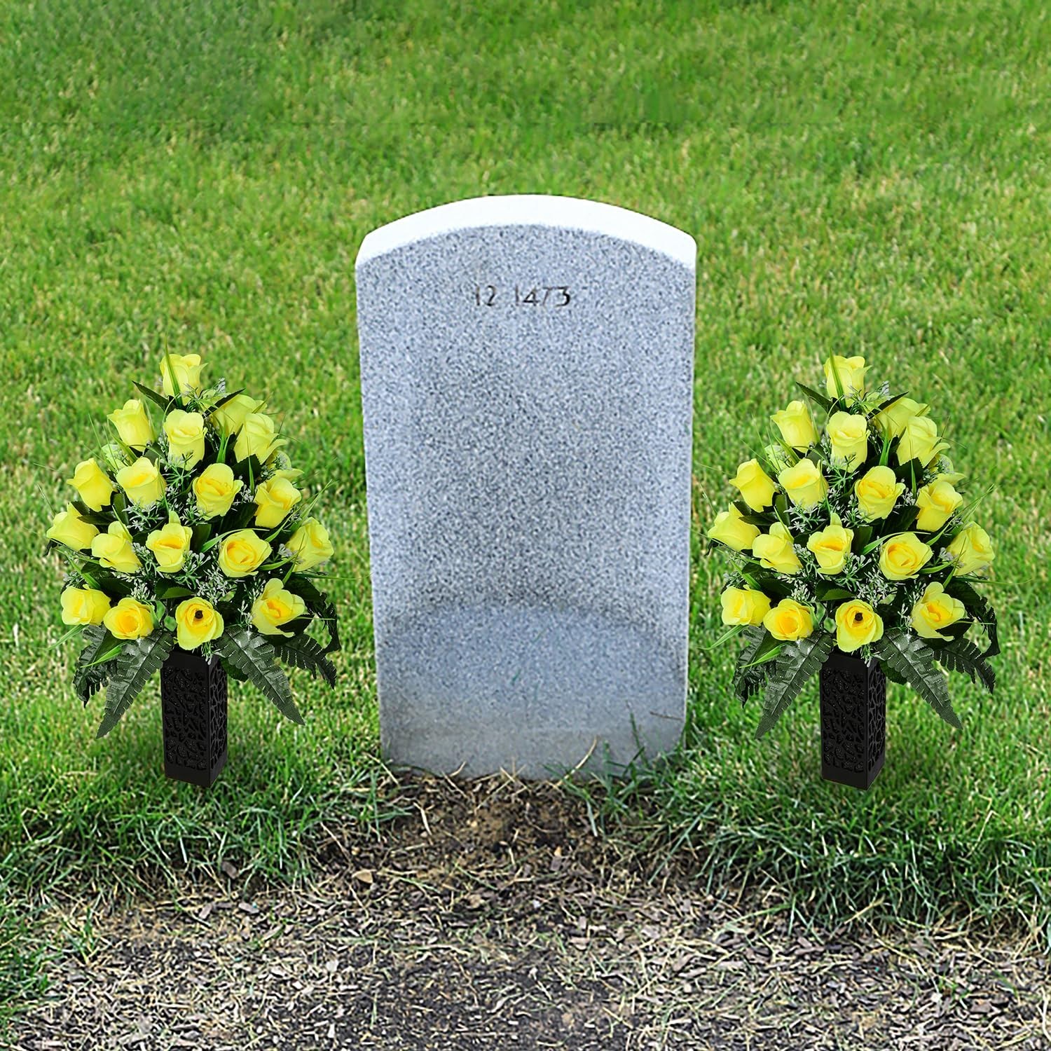 Artificial Cemetery Flowers for Grave, Artificial Rose Memorial Flowers with ...