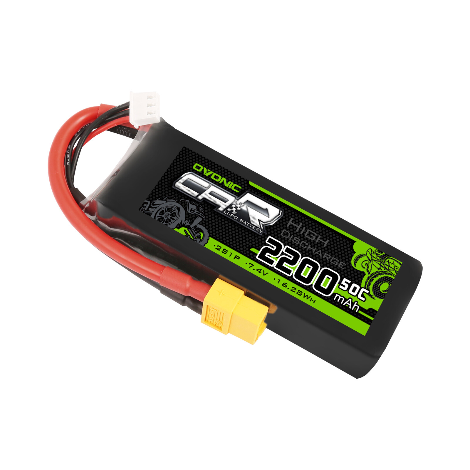 2X Ovonic 7.4V 50C 2200mAh 2S Lipo Battery XT60 Plug For 1/16 TRX RC Car Truck
