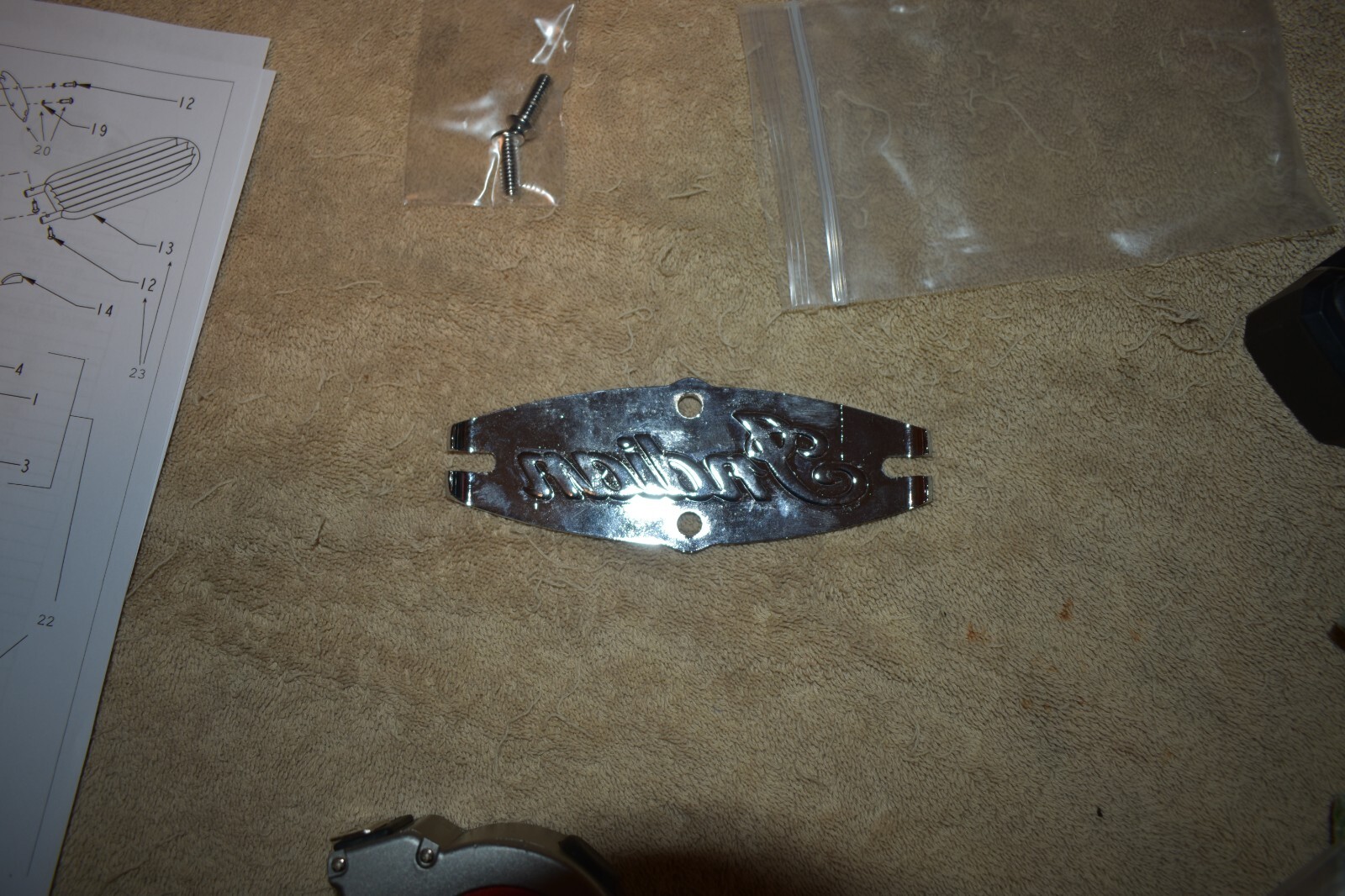 Indian Motorcycle Passenger /Sissybar "Indian "Script Backrest Pad Clamp for Pad