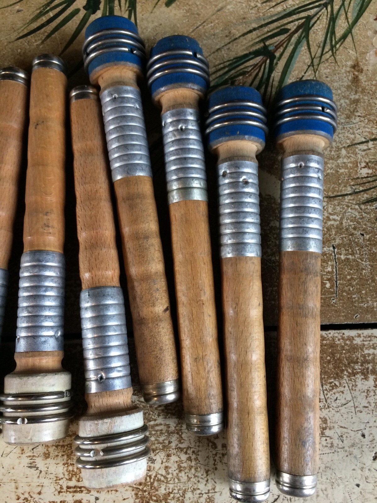 Lot of 12 Textile Mill Wooden Vintage Spools Bobbin Quills 7" Primitive Lot#RWB