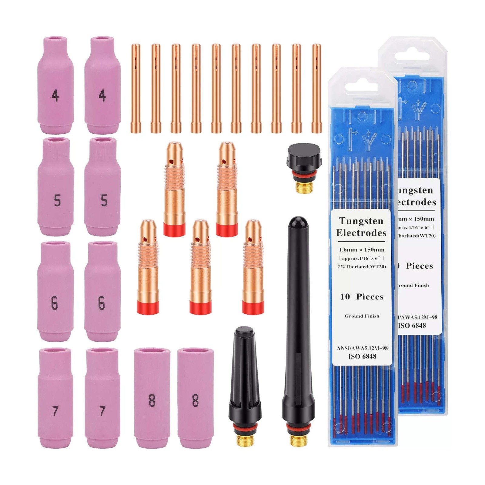 48PCS TIG Welding Torch Accessories Kit Nozzle Collets Body for WP-17/18/26 New