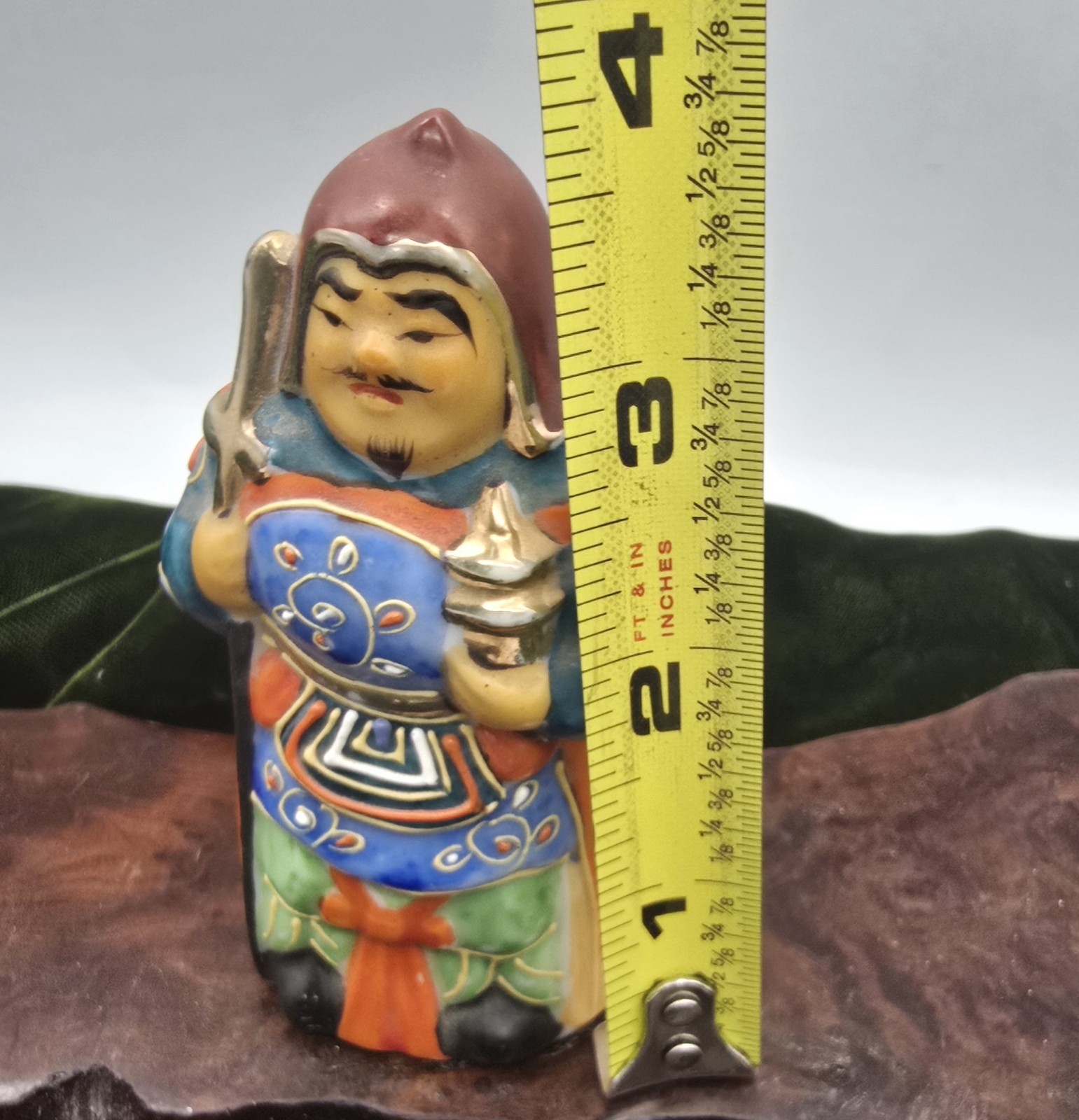 Japanese Kutani Porcelain 3.5” Bishamon God of Warriors Asian Figurine Moriage