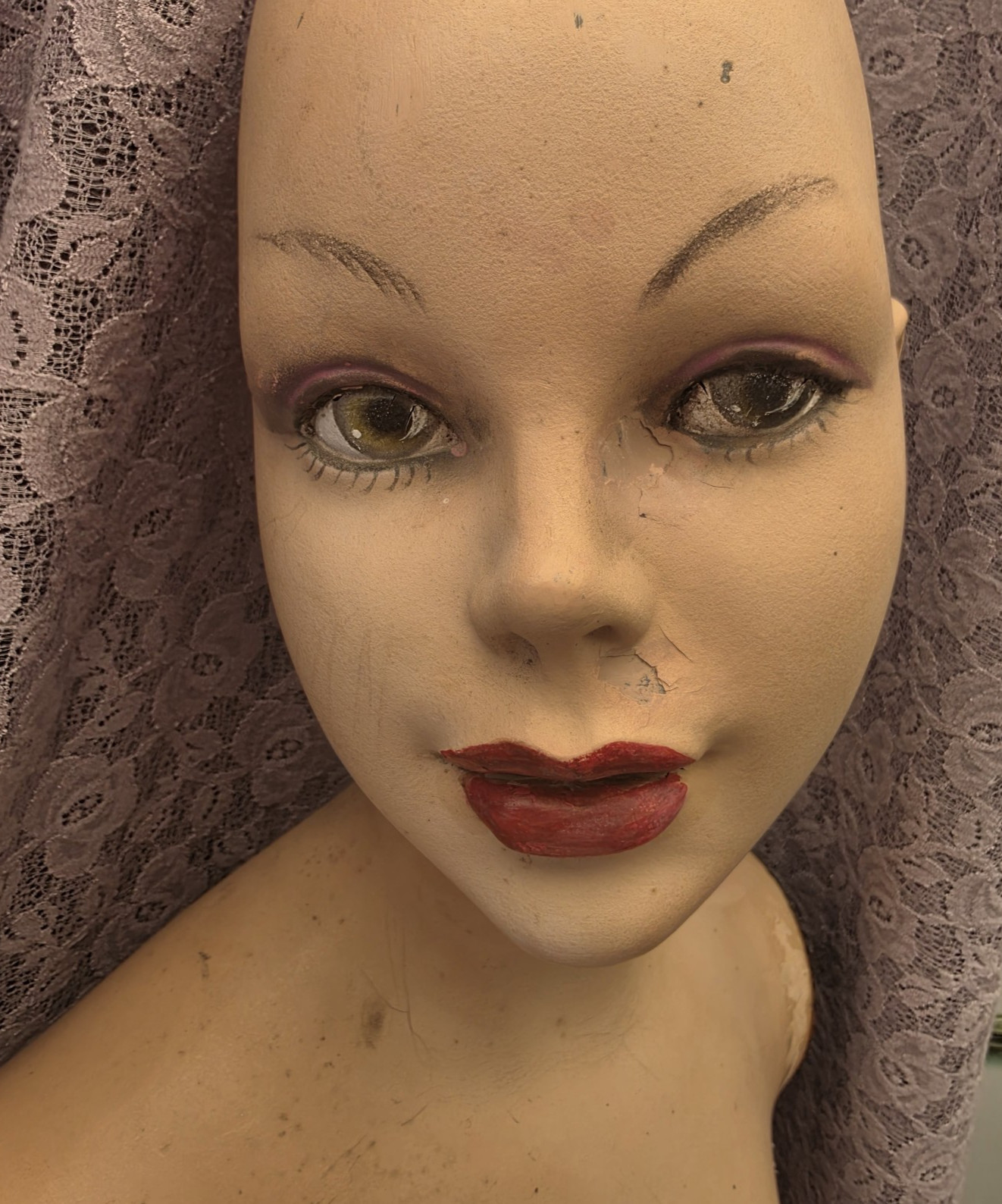 Vintage 'Vera' 1950's - 1960's Fibreglass Bust Manniquin