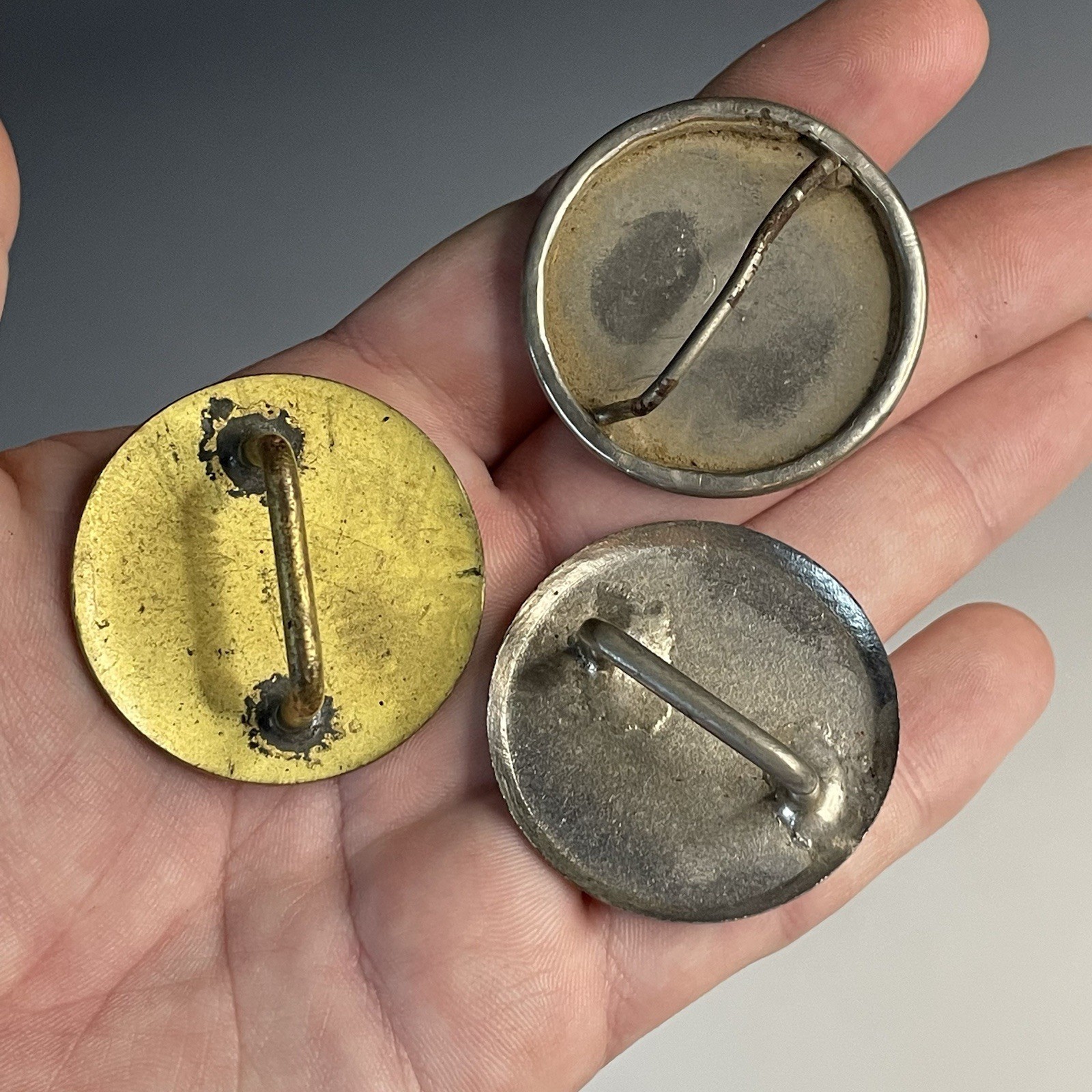 Lot of (3) Bridle Buttons Vintage 20th C. Horse Rosettes (One Brass)