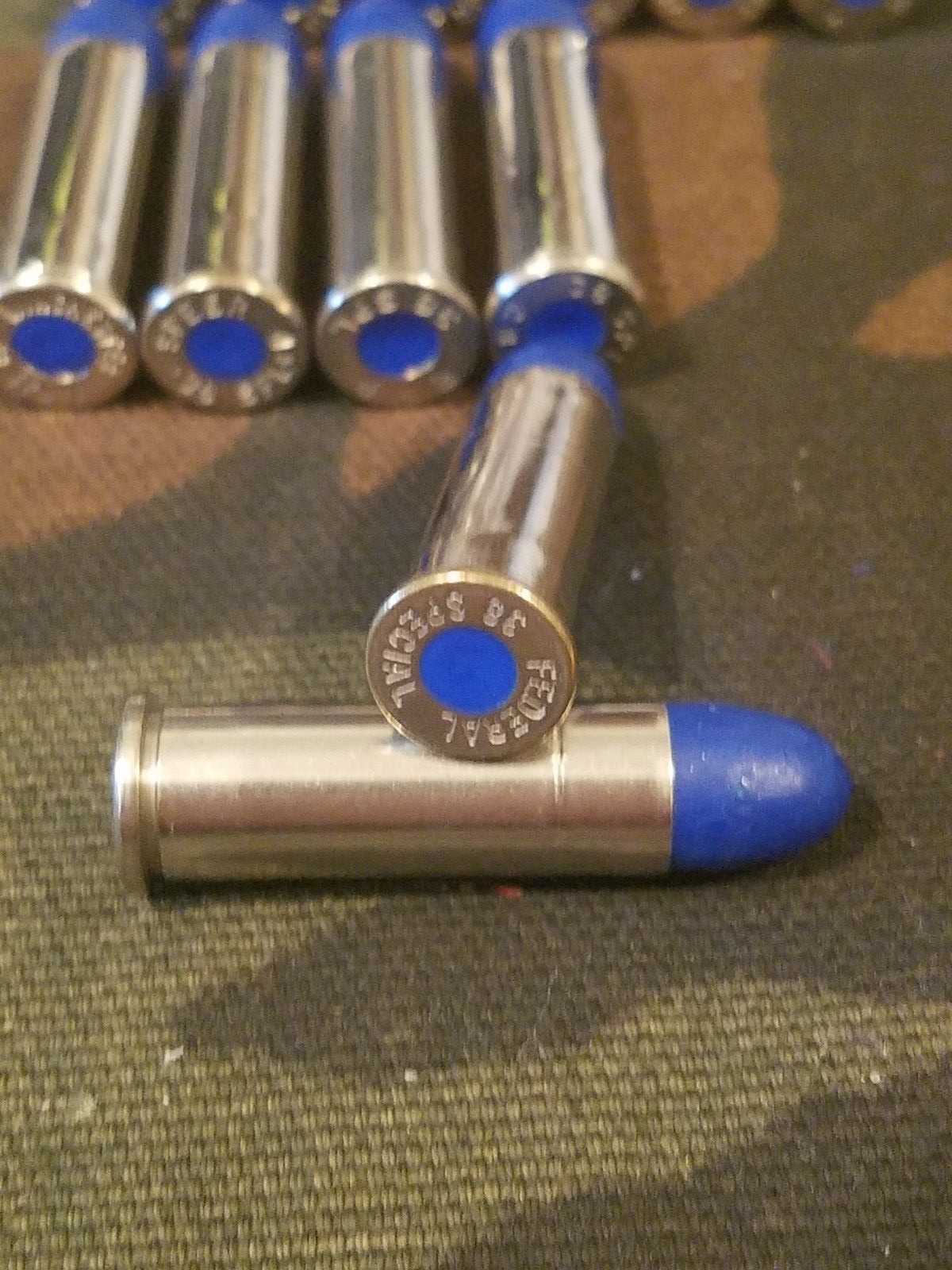 38 SPECIAL SNAP CAPS SET OF 12, BLUE AND NICKEL, REAL 125gr WEIGHT!!!
