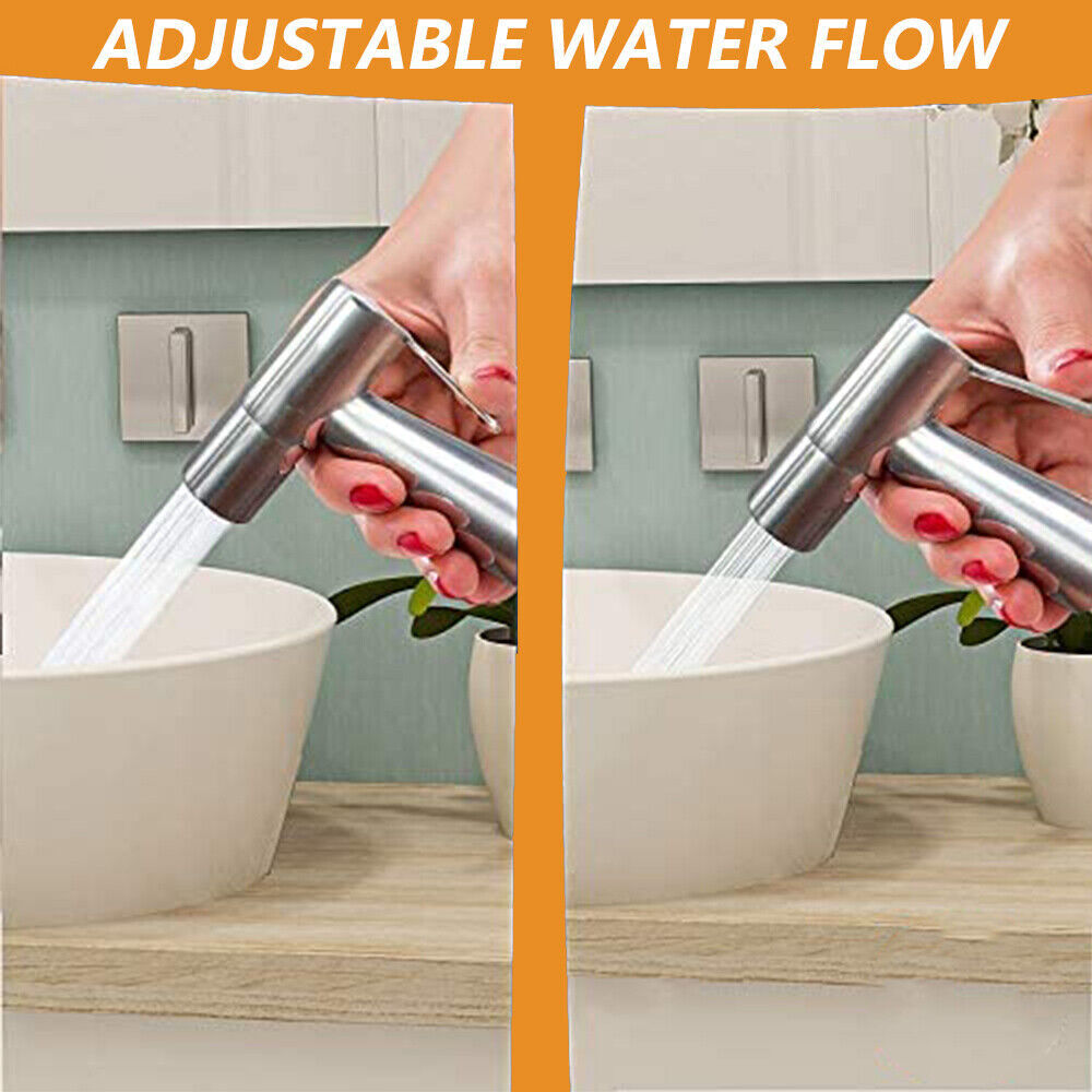 Toilet Shattaf Adapter Hose Bidet Spray Stainless Steel Handheld Shower Head US
