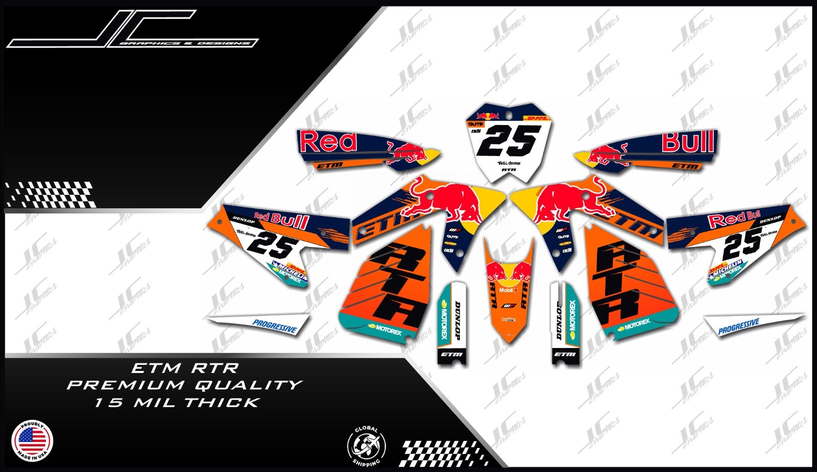 ETM RTR graphics kit decals  THICK AND HIGH GLOSS .....