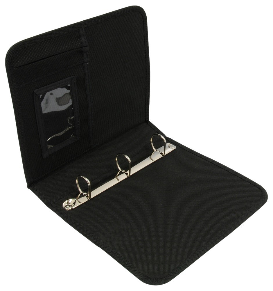 RoadPro LB‑004BK 3‑Ring Zippered Log Book Binder Black Organizer with Pockets