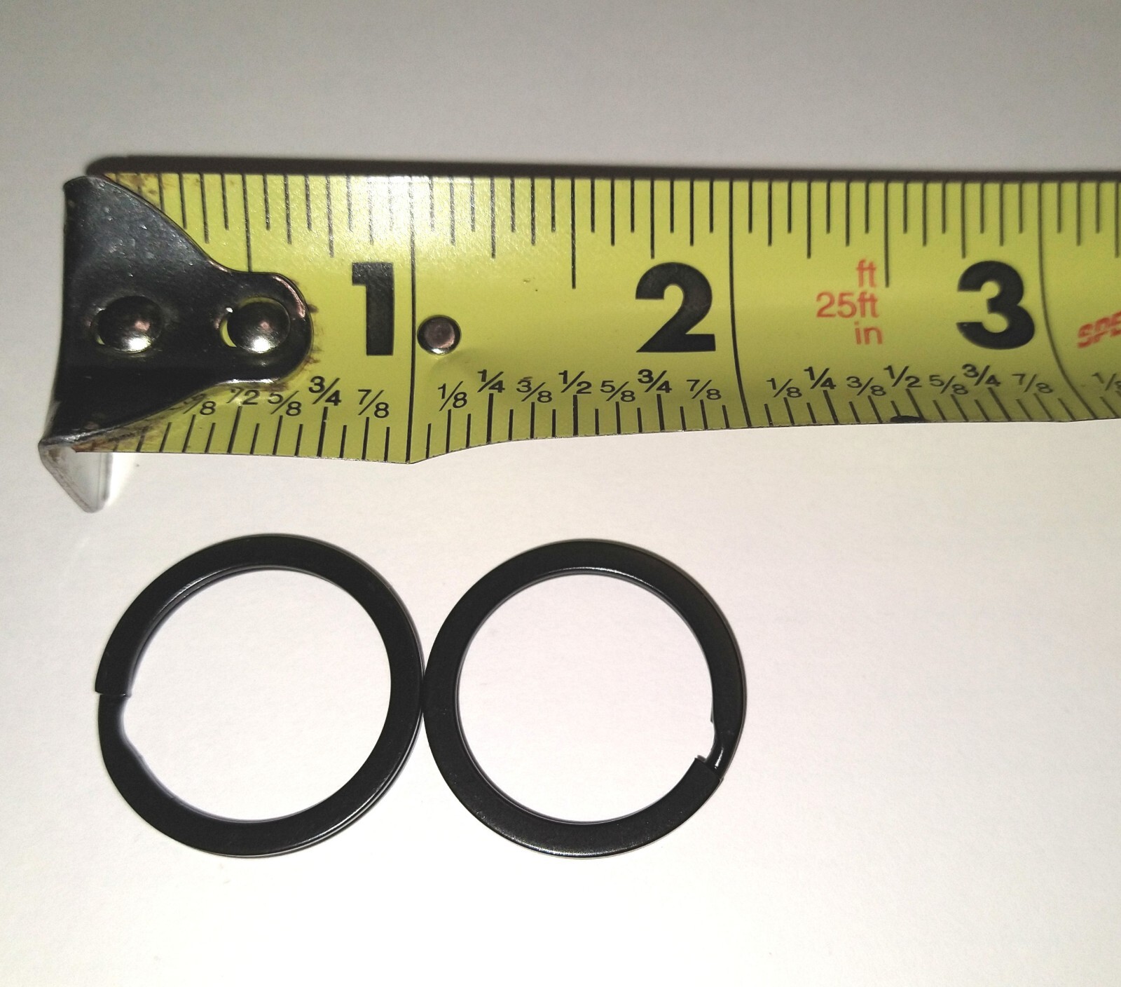 2 Black Flat Key Rings Key Chain Metal Split Ring 1" 1 inch for Keys