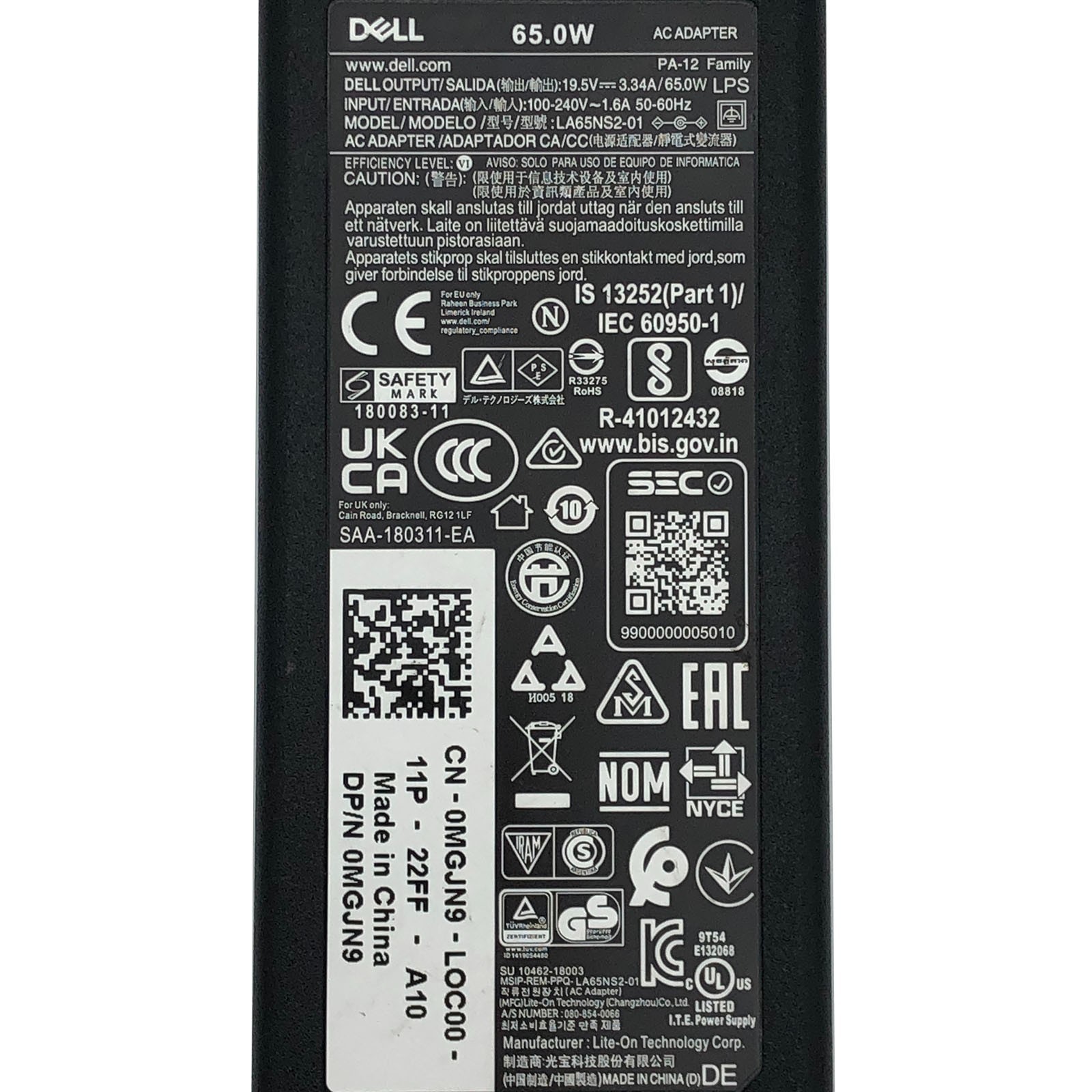 Original Dell AC Adapter for Inspiron 15 3520 3521 7537 Laptop Charger 65W