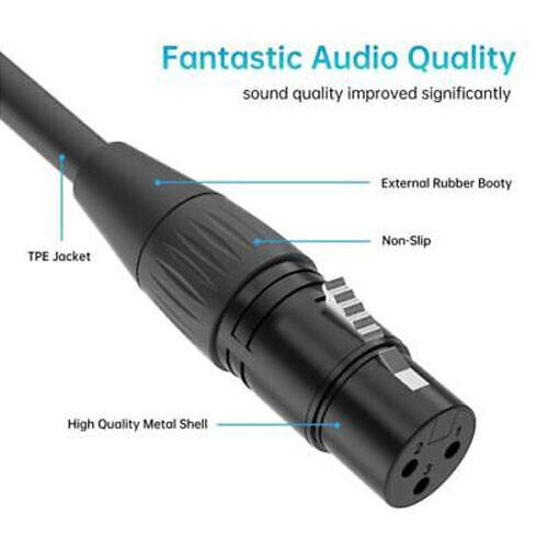 Premium XLR Male to Female All Sizes Microphone Cable Balanced 3 Pin Pro Grade