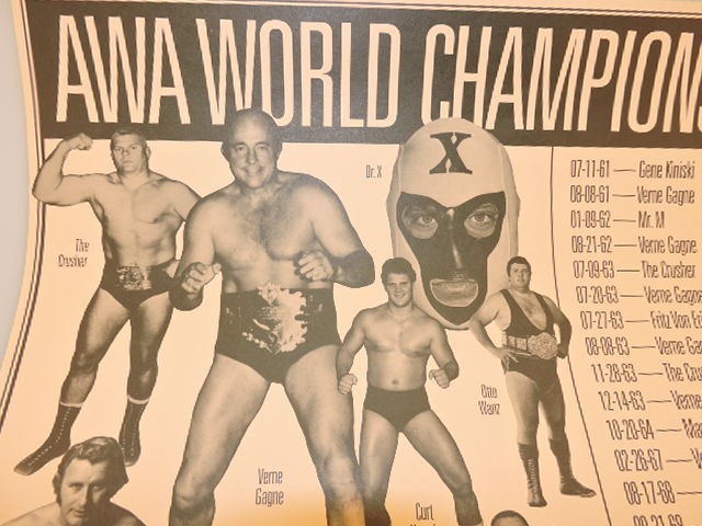 AWA Wrestling Poster World Champions 1961-1989-The Crusher, Vern Gagne, Mr. M