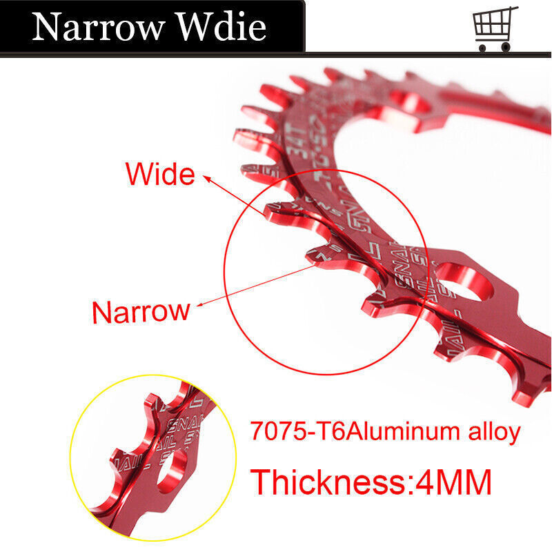 BUCKLOS 104BCD Crank 170mm Crankset 32-38t MTB Bike Narrow Wide Single Chainring