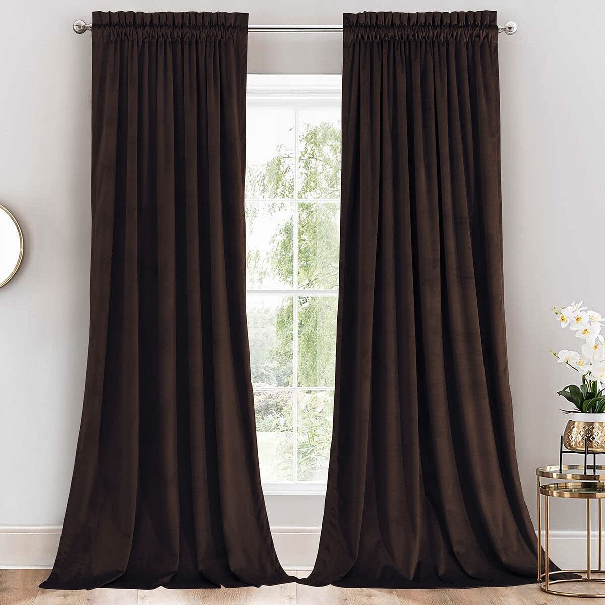 Set of 2 Velvet Heavyweight Rod Pocket Curtains