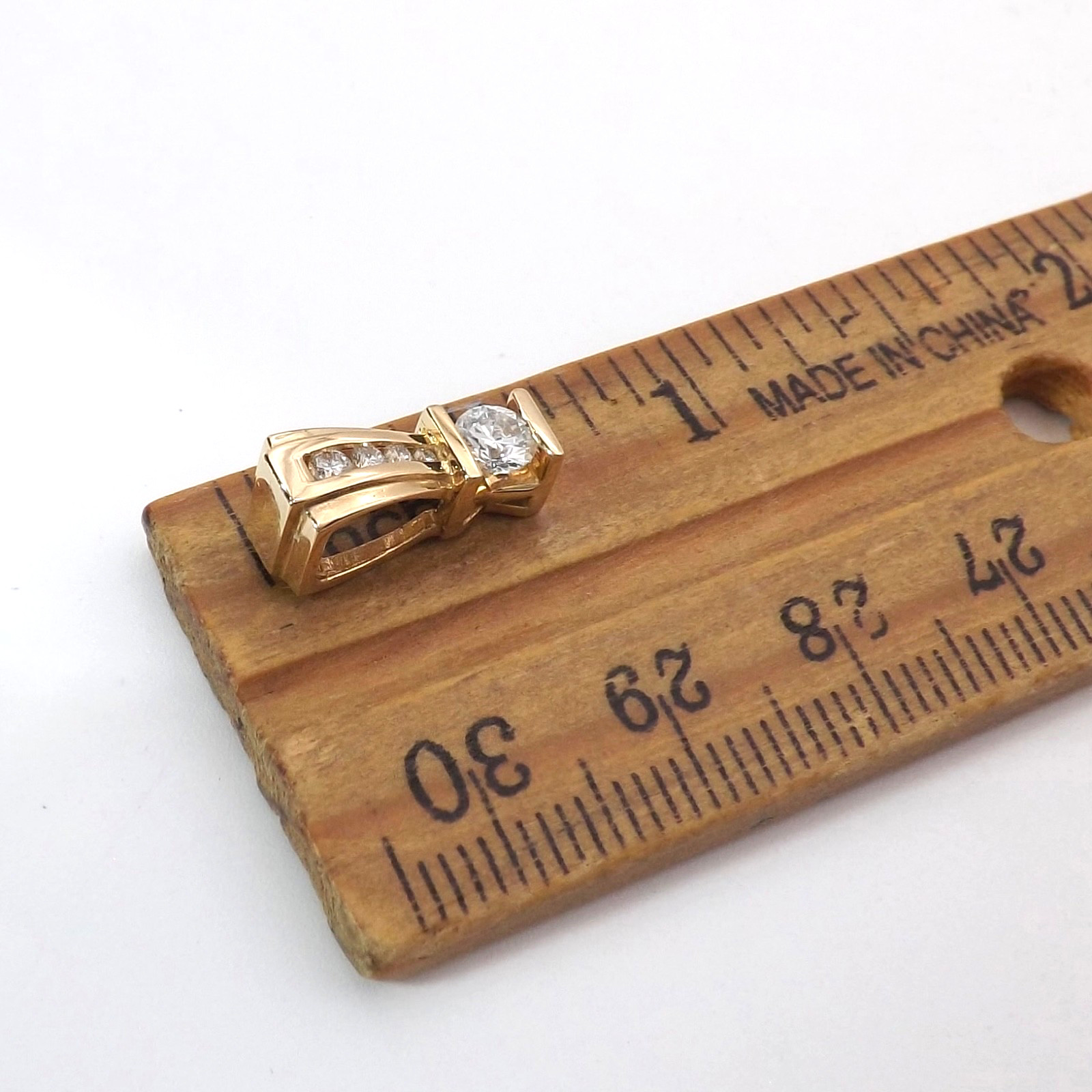 Solid 14k Gold Natural Diamond Slide Pendant Channel & Tension Setting New