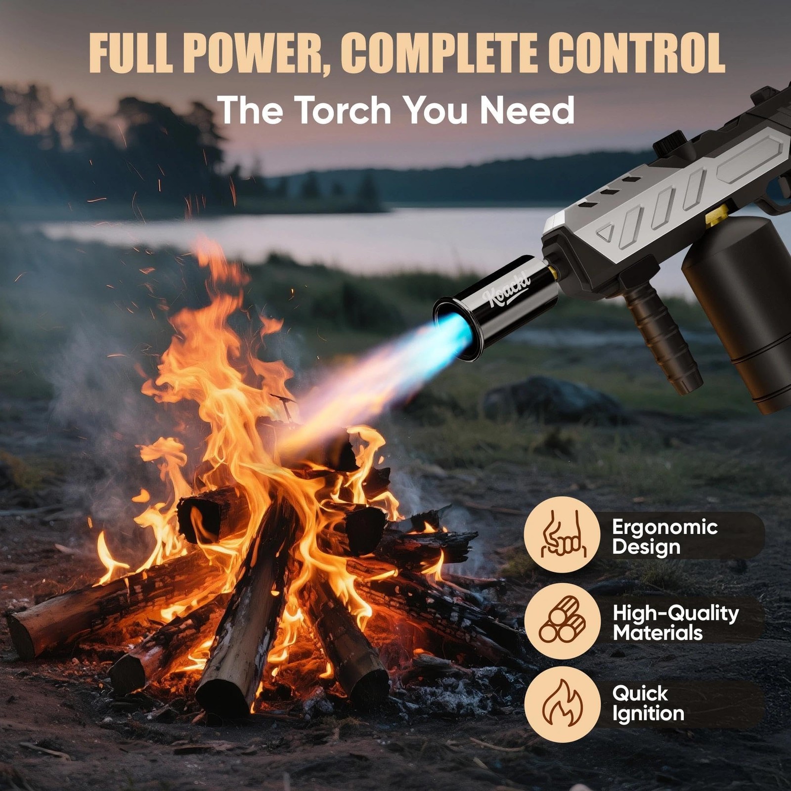 Powerful Propane Torch, Blow Torch with Adjustable Flame, Flamethrower Kitchen