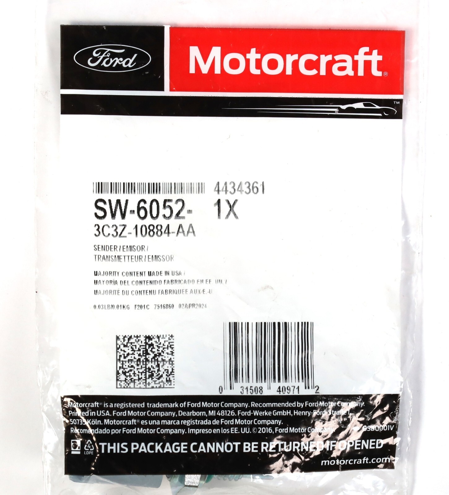 2003-2010 F250 F350 6.0L 6.4L Diesel Coolant/Oil Temp Sensor OEM Ford Motorcraft