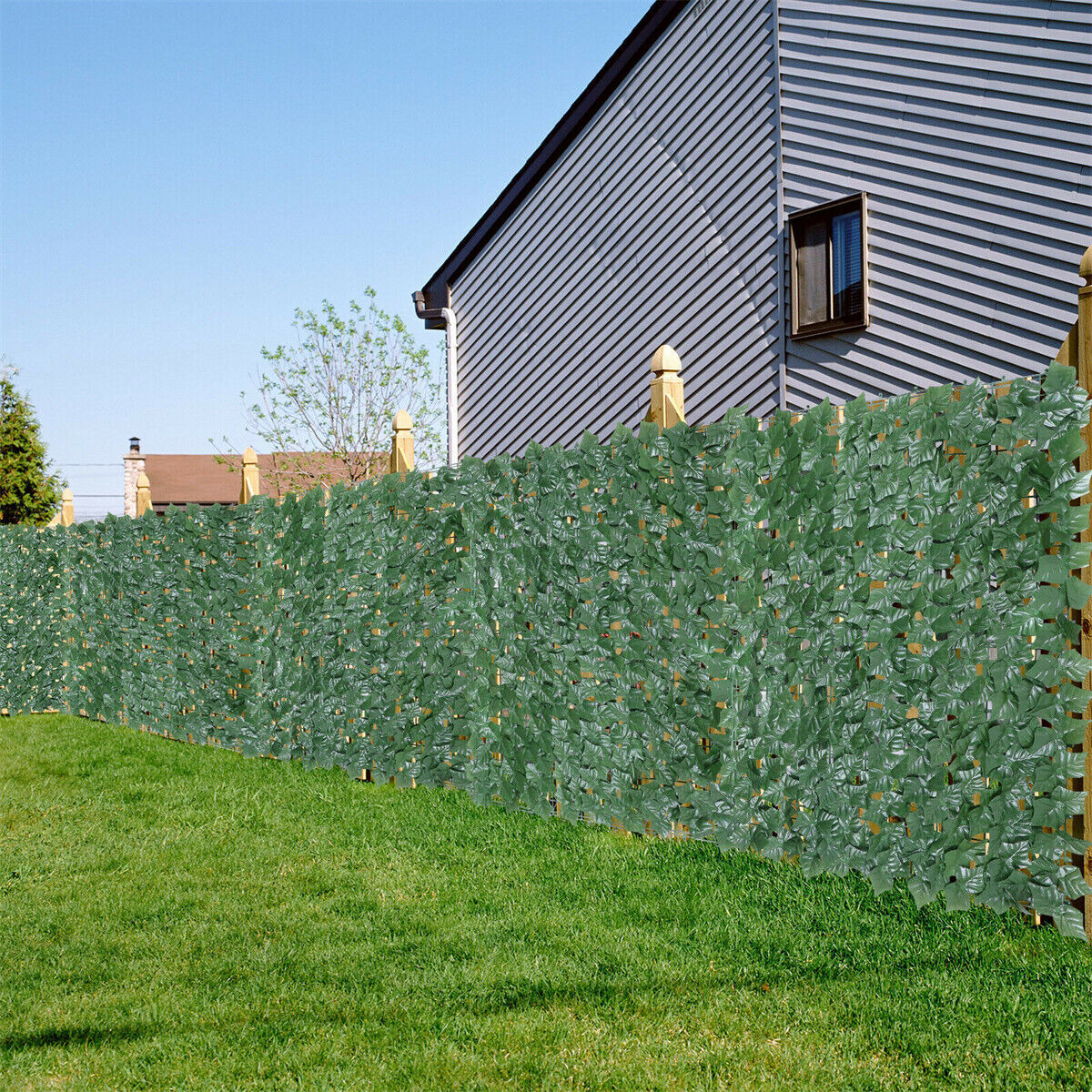 118''x39" Artificial Hedge Ivy Leaf Garden Fence Roll Privacy Screen Wall Cover