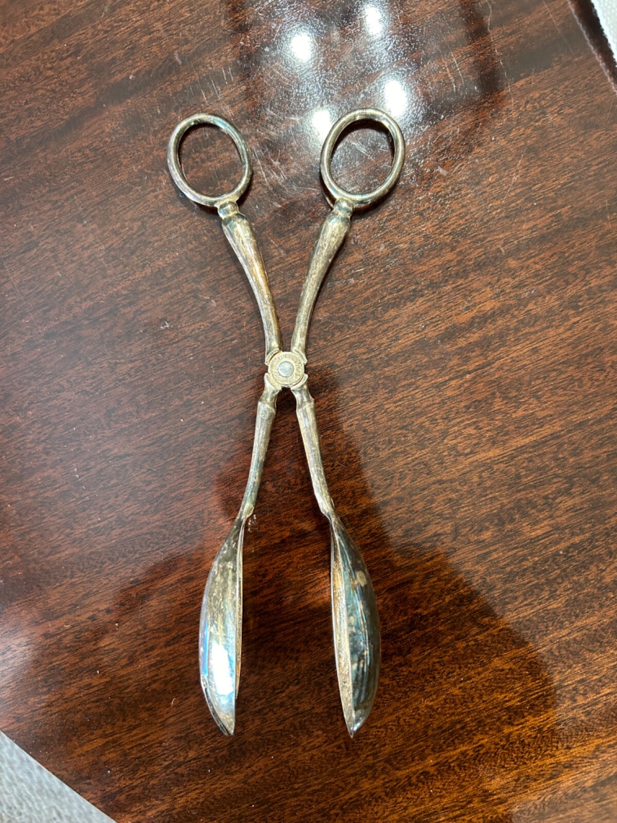 Vintage Leonard Silverplate Salad Pasta Tongs Made In Italy Scissor Style 10.5”