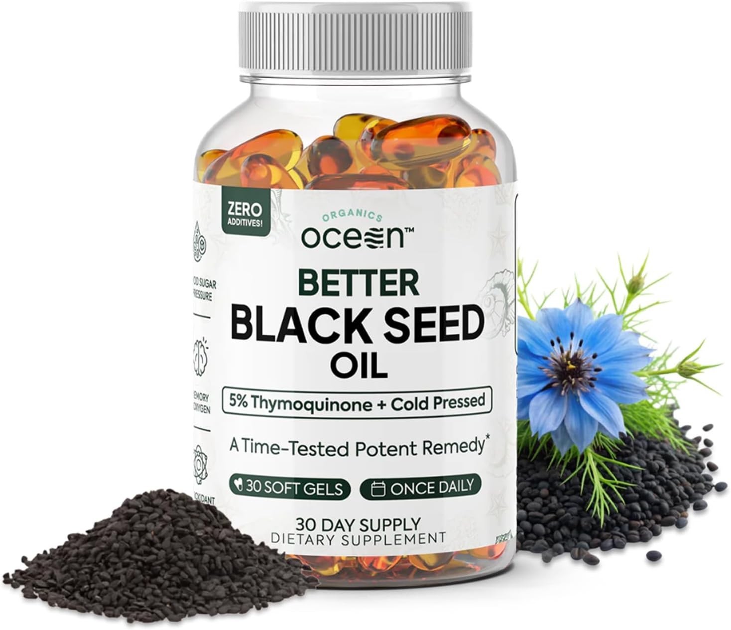 Organics Ocean Better Black Seed Oil Cold Pressed - Pure Nigella Sativa Oil for