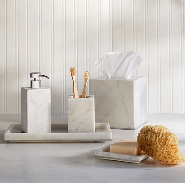 Sferra Pietra Marble Storage Tray WHITE / SILVER $109.00