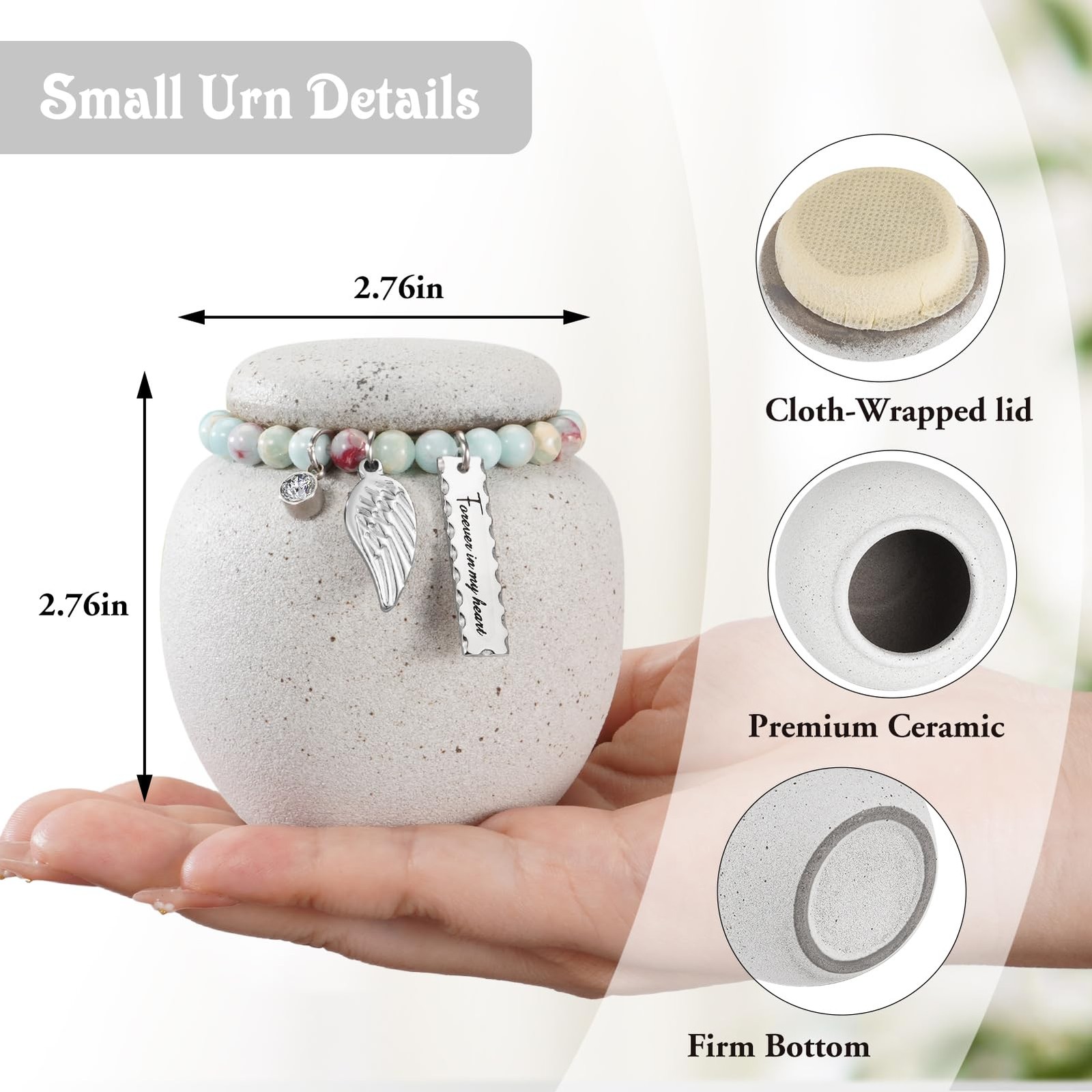 SOITIS Mini Urn for Human Ashes - 2.76 Inches Ceramic Gray+brown