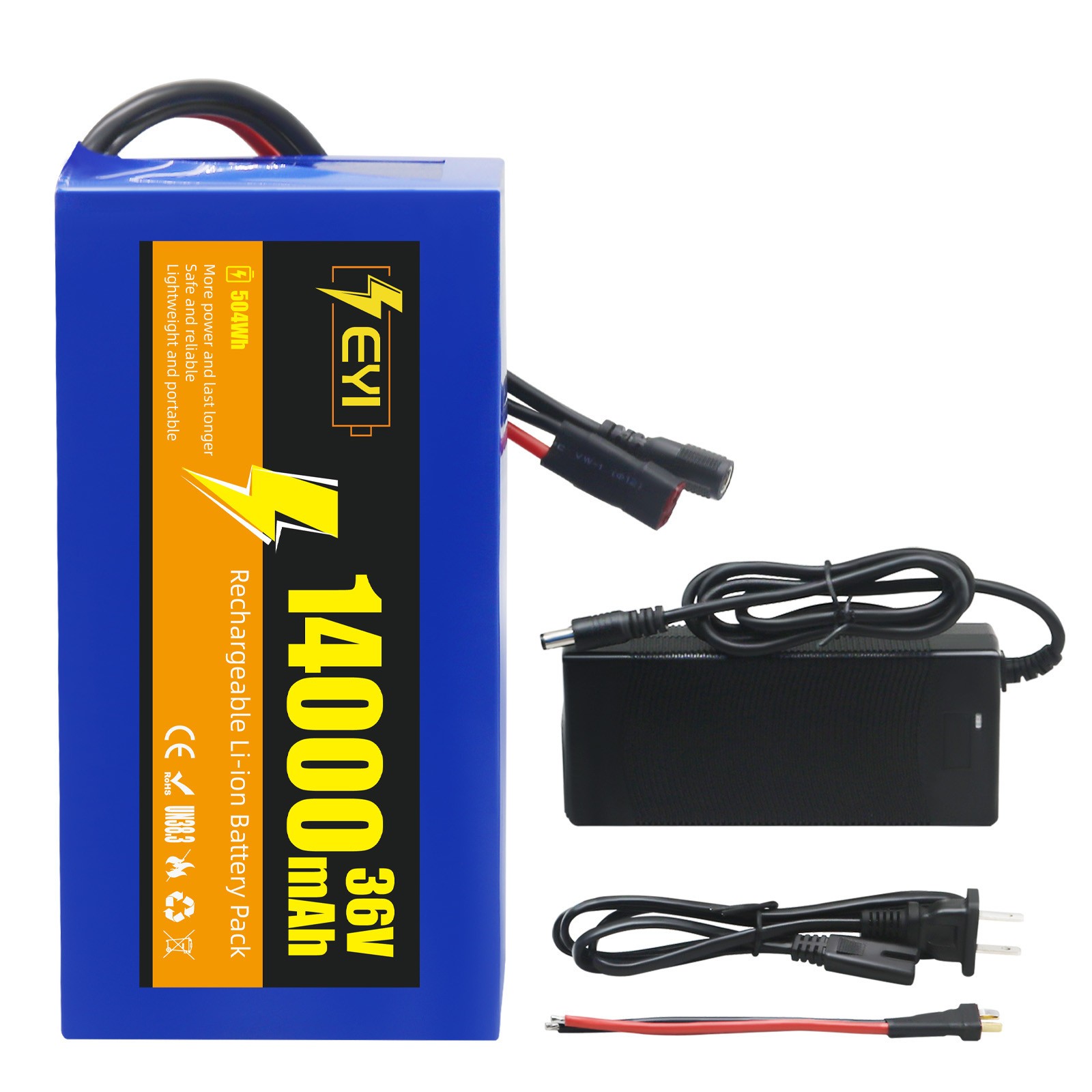 36V 14Ah Rechargaeble Lithium Battery Pack, for 0-1000W Motor