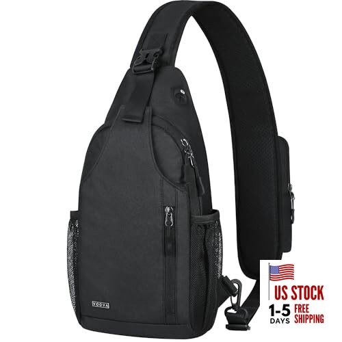 Crossbody Sling Backpack Sling Bag for Men Women, Travel Hiking Chest Black