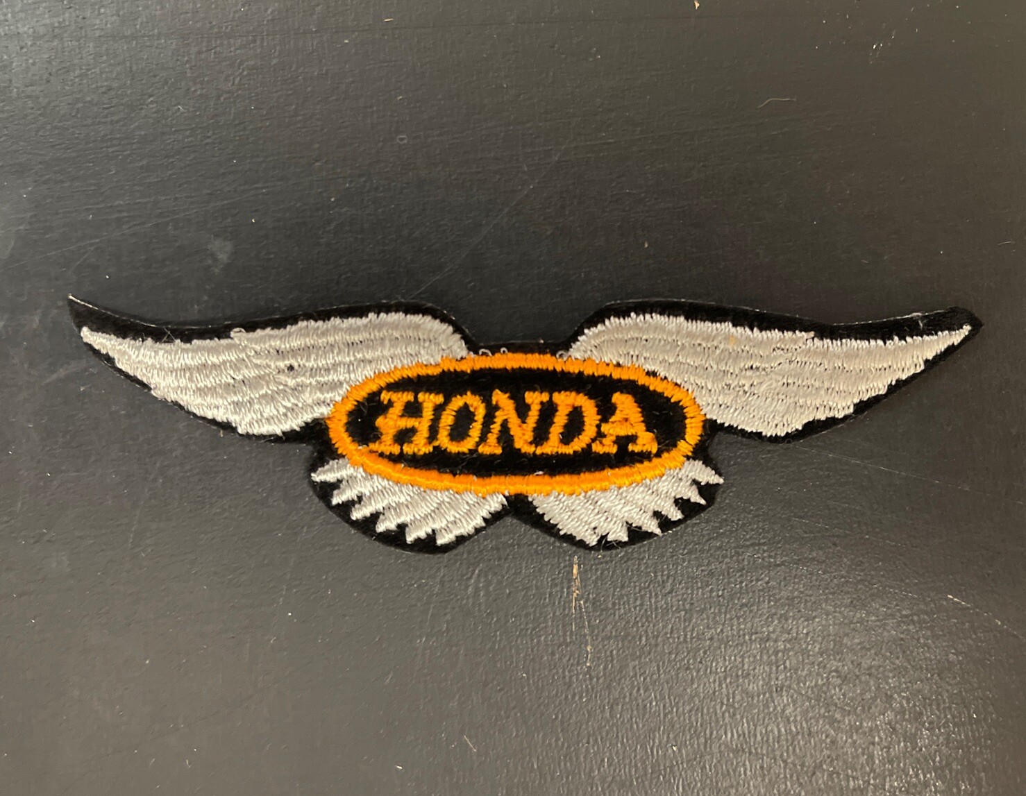 Original 1970s Honda Motorcycles Silver Embroidered Patch Felt Edge 4” Sew/press