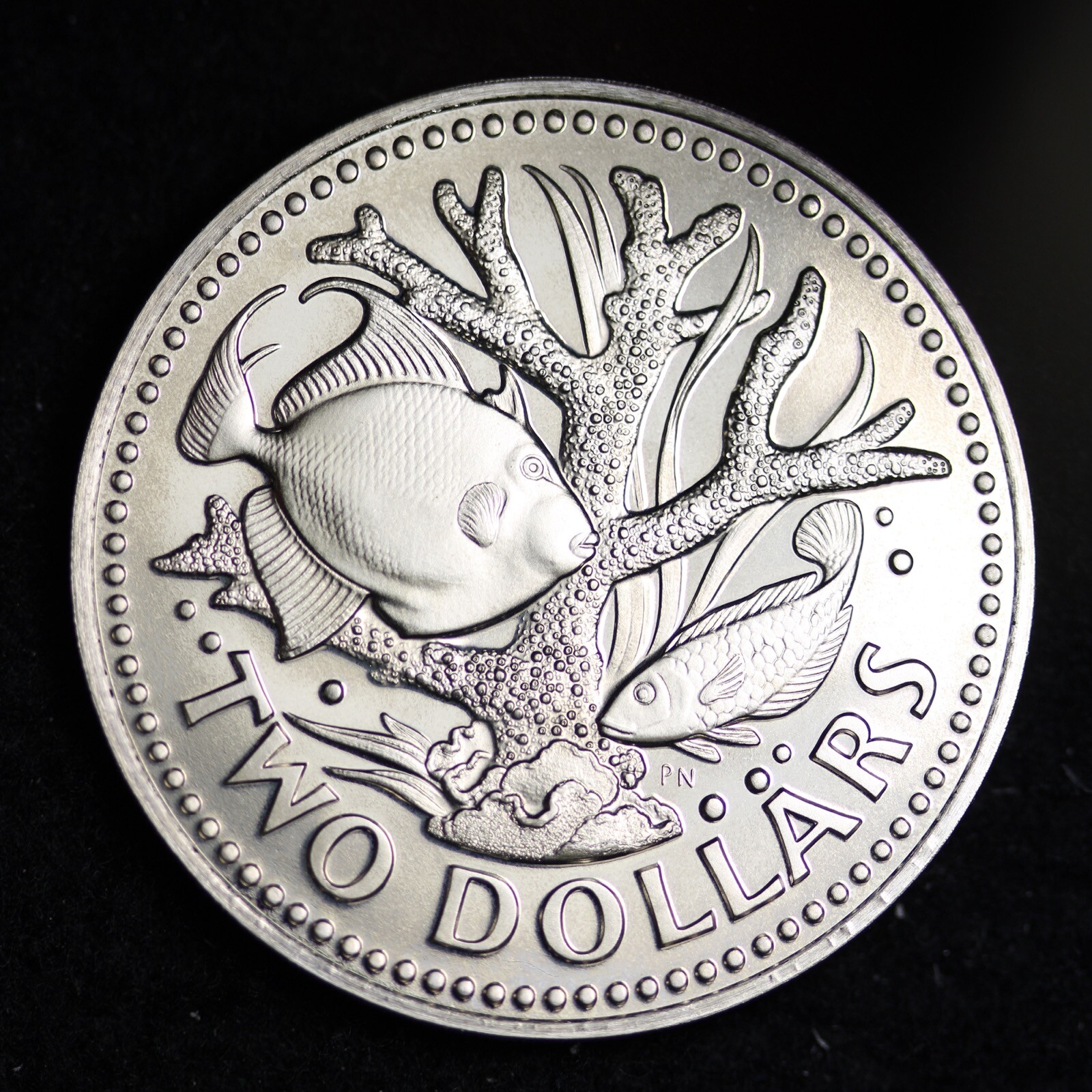 1966-1976 PRIDE AND INDUSTRY BARBADOS TWO DOLLARS B294 WK