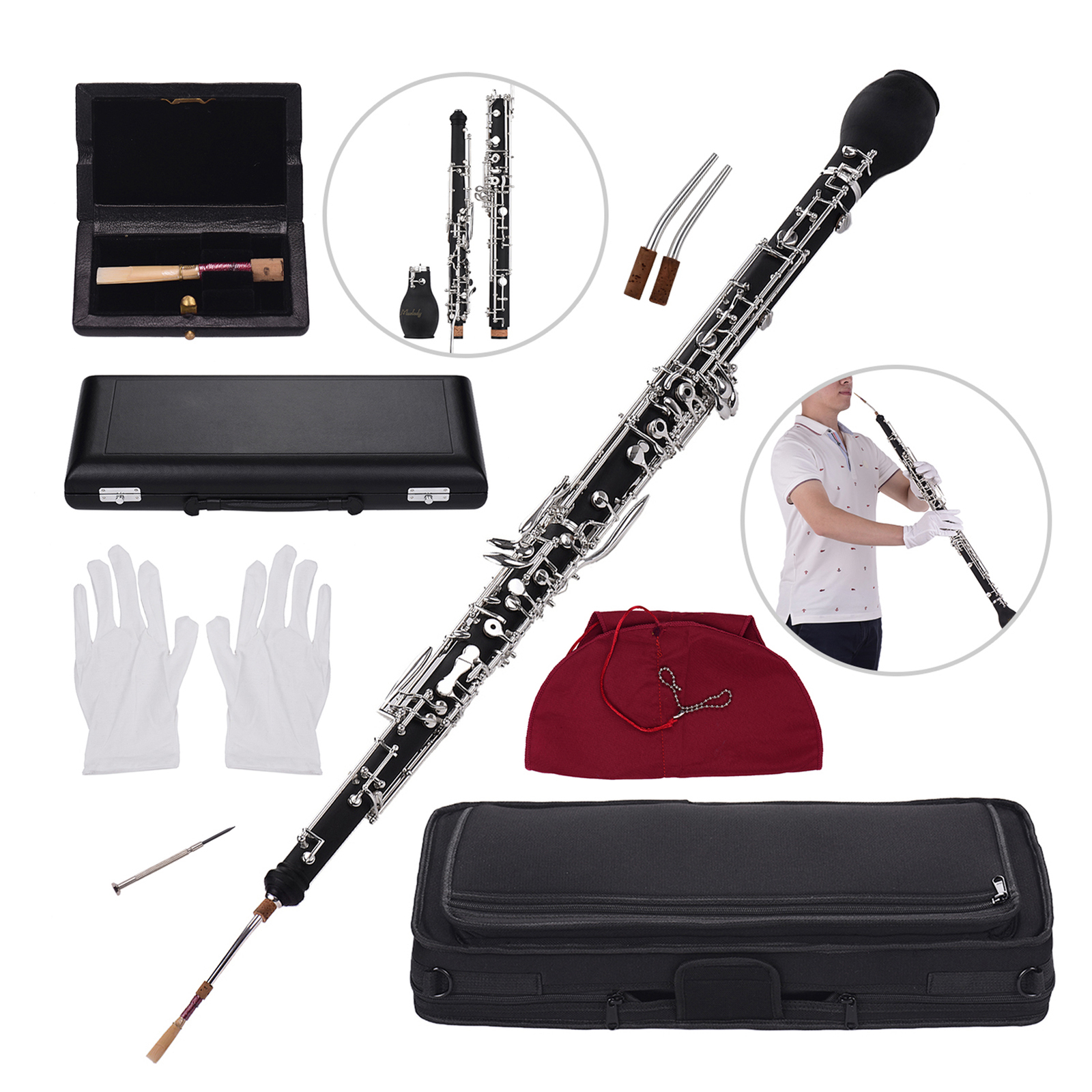 Professional English Horn Alto Oboe F Key Synthetic Wood Body Silver-plated Keys