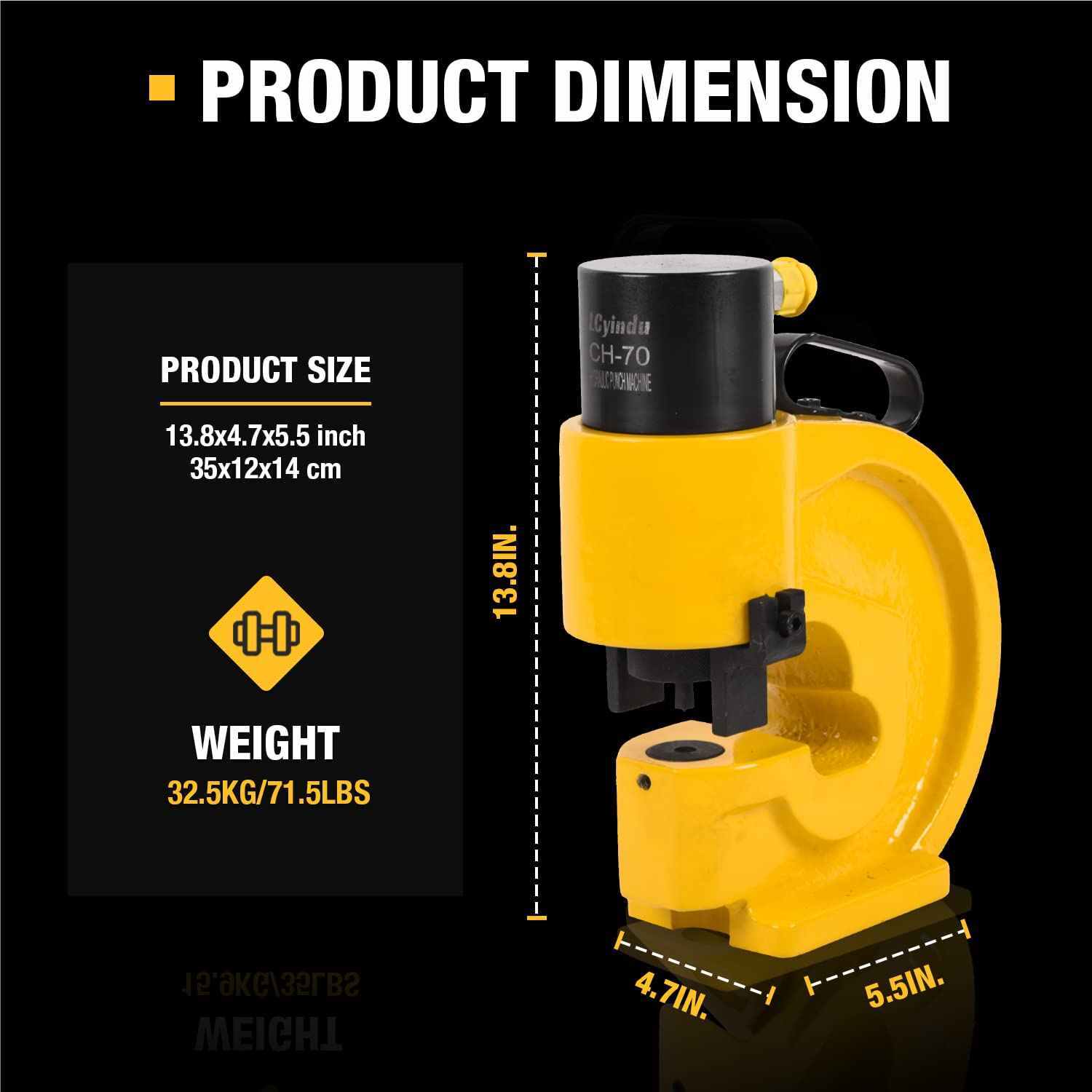 35T Hydraulic Hole Punching Tool CH-70 for Iron Plate Copper Bar Aluminum