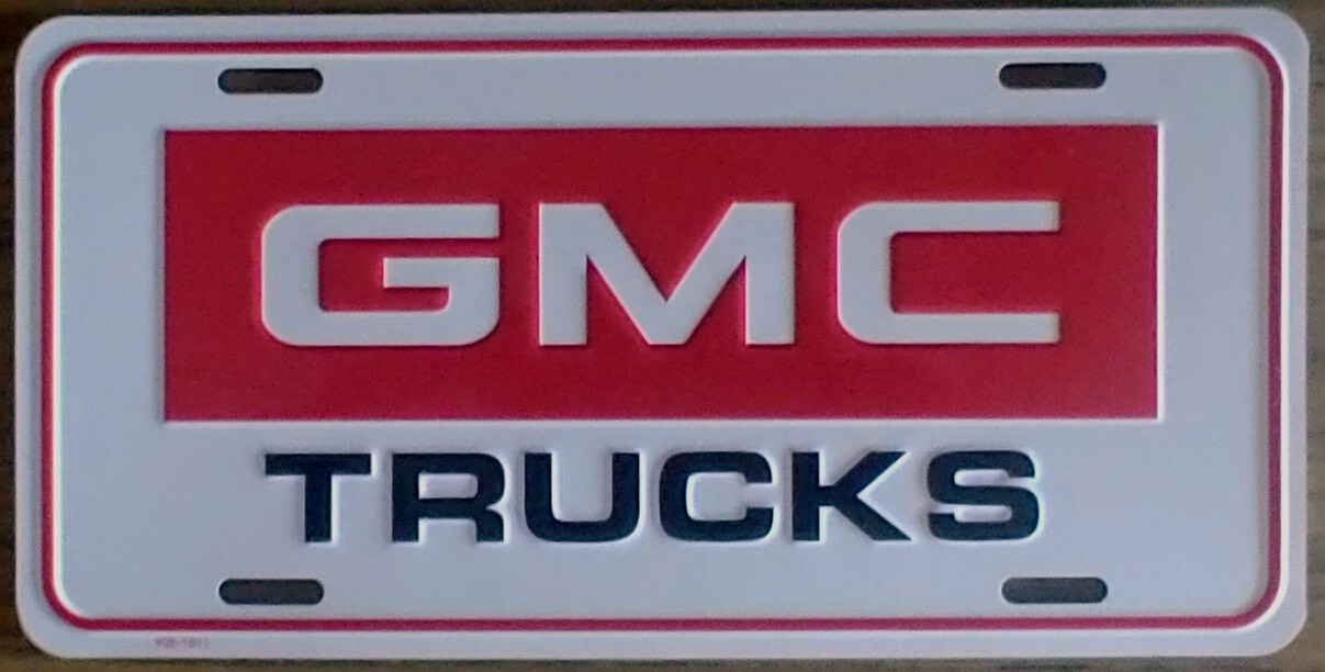 Vintage GMC Novelty License Plate Embossed Metal New Old Stock Trucks #2084