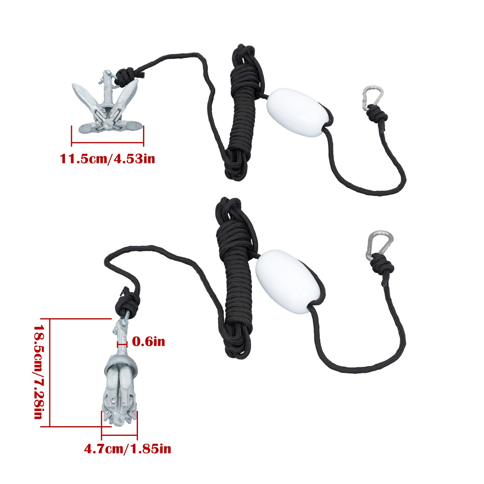Portable Folding Marine Anchor Kit PWC Raft Boat Kayak Canoe 1.5/3.3/5.5/7.05LB
