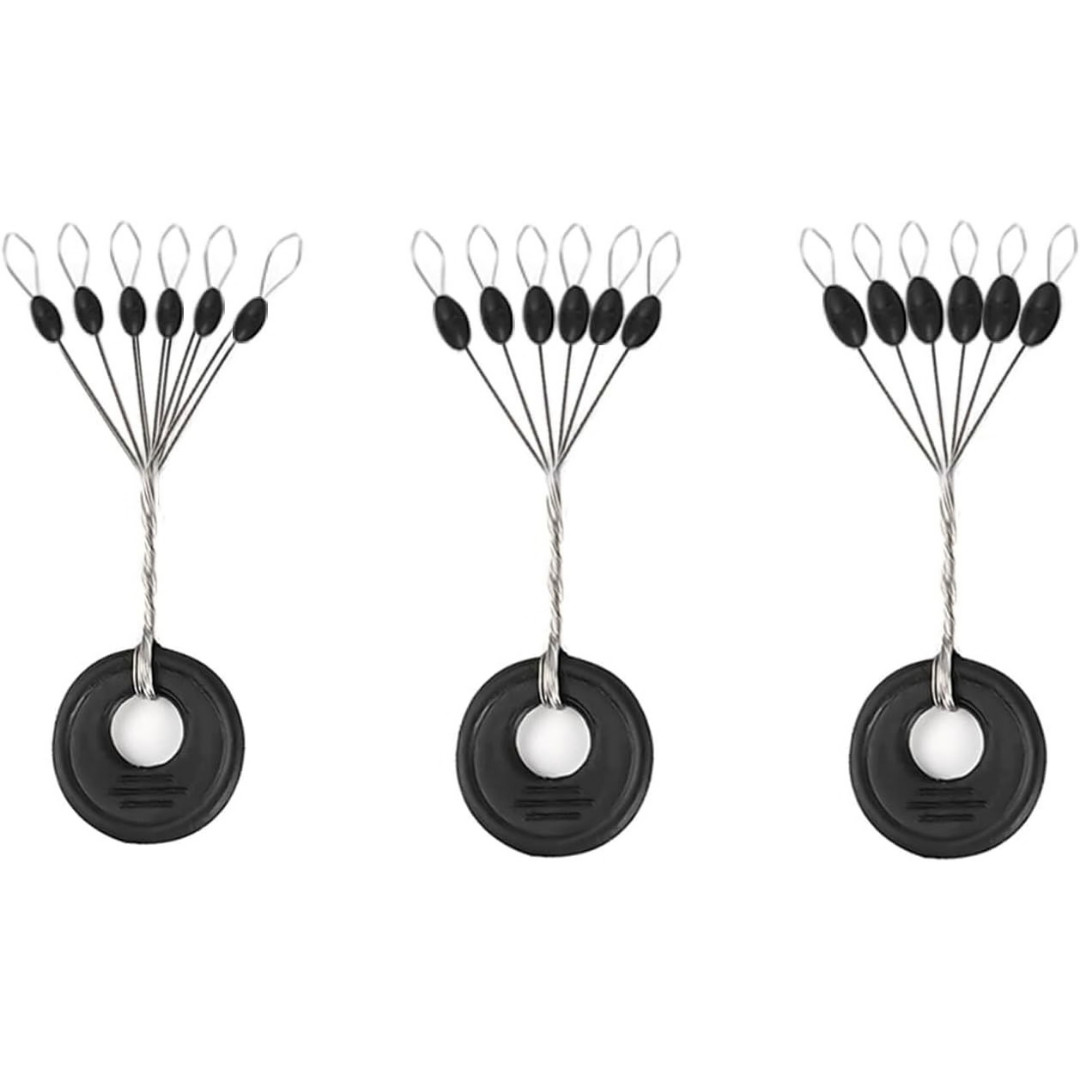 720 PCS Fishing Bobber Stopper Oval Floats Sinker Stops 6 in 1 Black Rubber Size