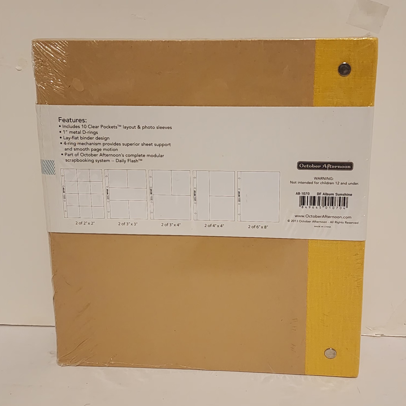 October Afternoon Daily Flash 6x8 D-ring Scrapbook Album Binder -Sunshine Yellow