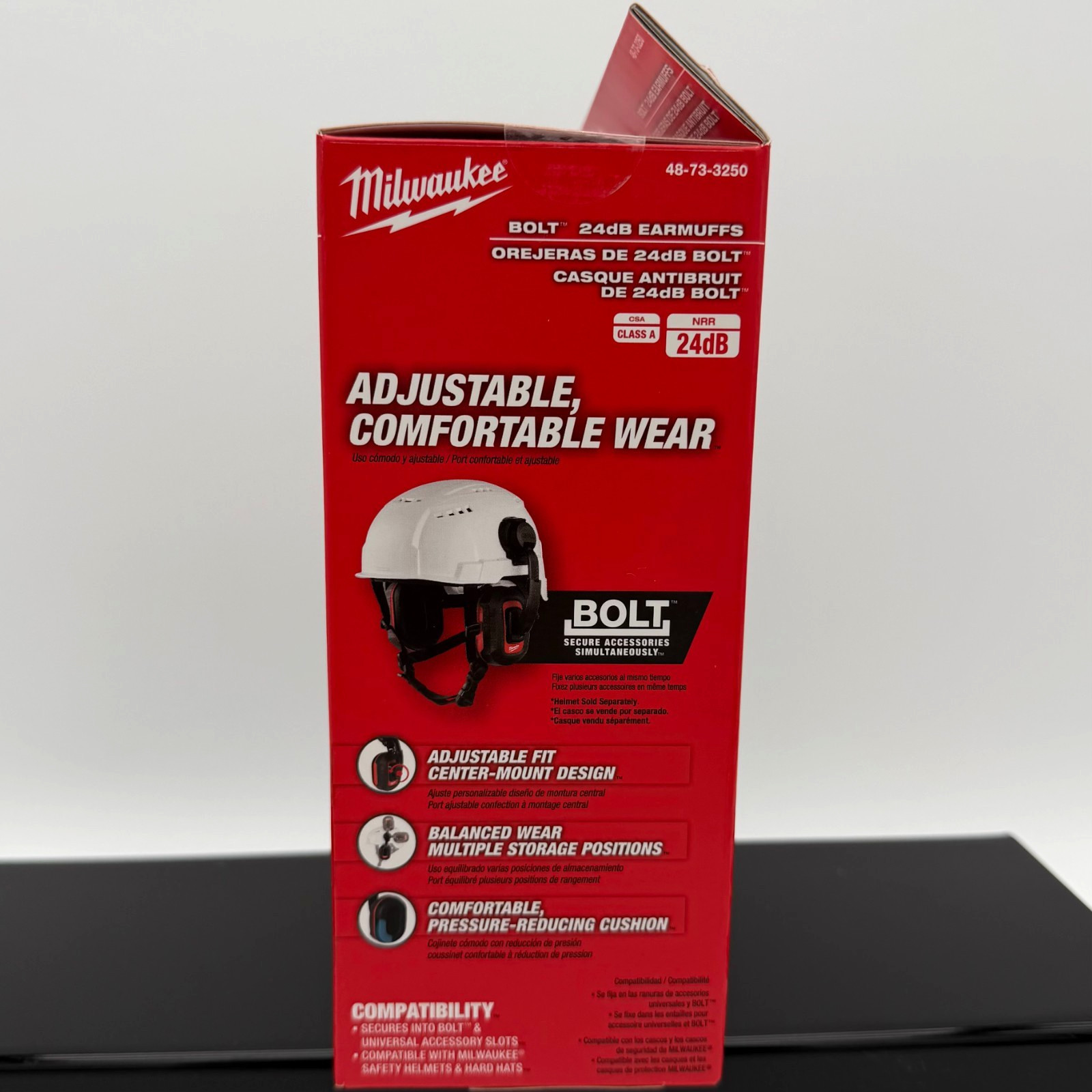 Milwaukee 48-73-3250 BOLT 24dB Earmuffs, Use with Safety Helmets and Hard Hats.