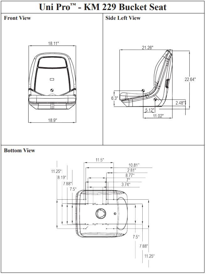 Toro Gray Vinyl Seat Replaces 104-4620, 49-8130, 75010, 100-3187, 104-7620, More