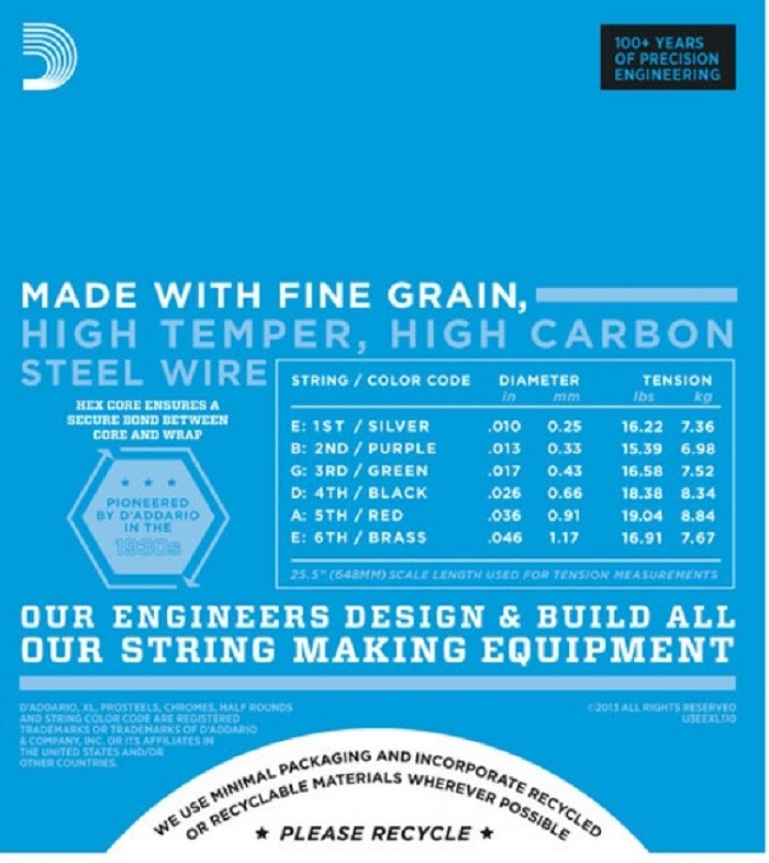 3 Pack D'Addario EXL110 Electric Guitar Strings 10-46 Light EXL110-3D Sets