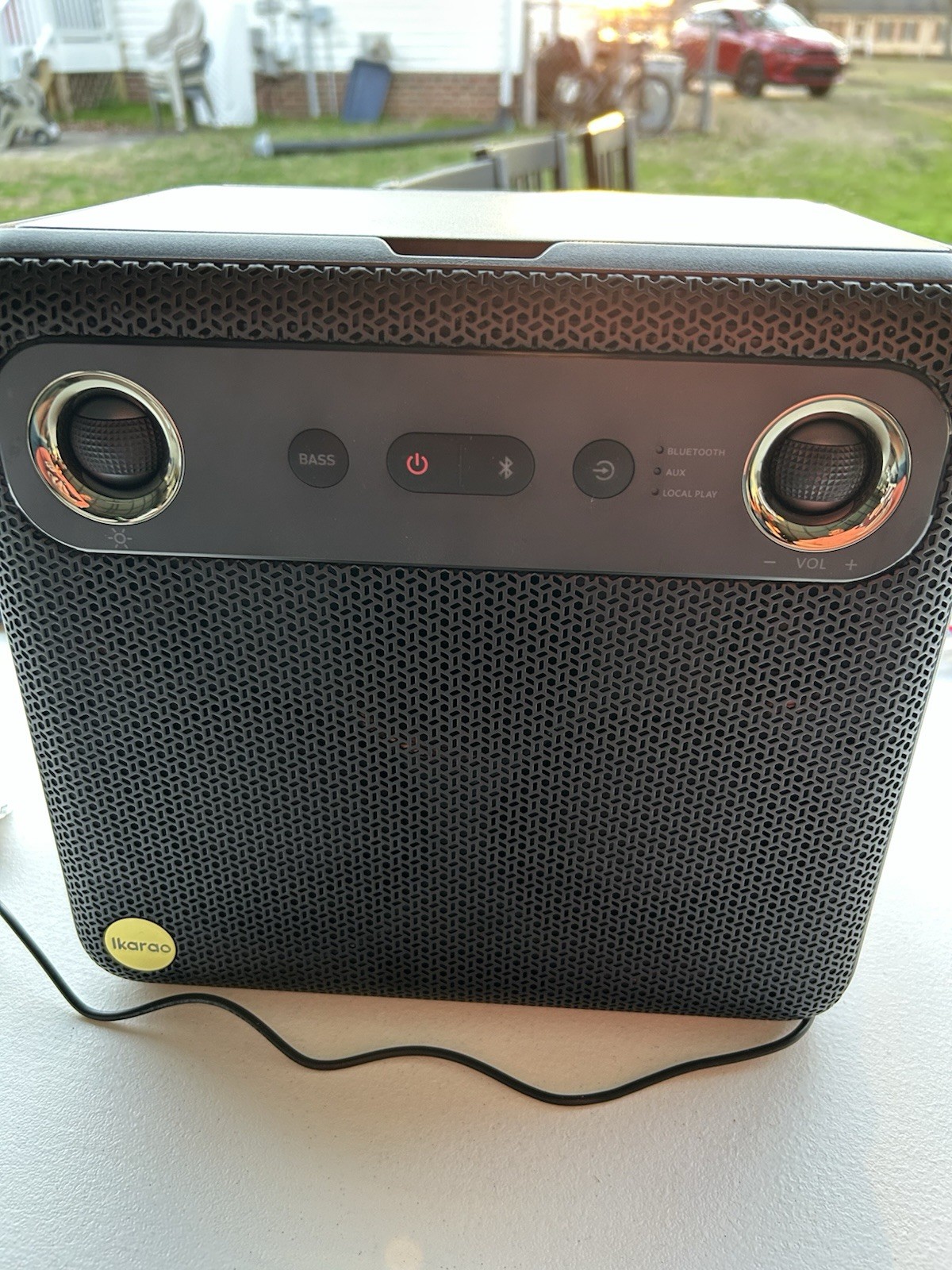 Ikarao Portable Karaoke Machine Party Speaker with Screen 2 Wireless Mics Black