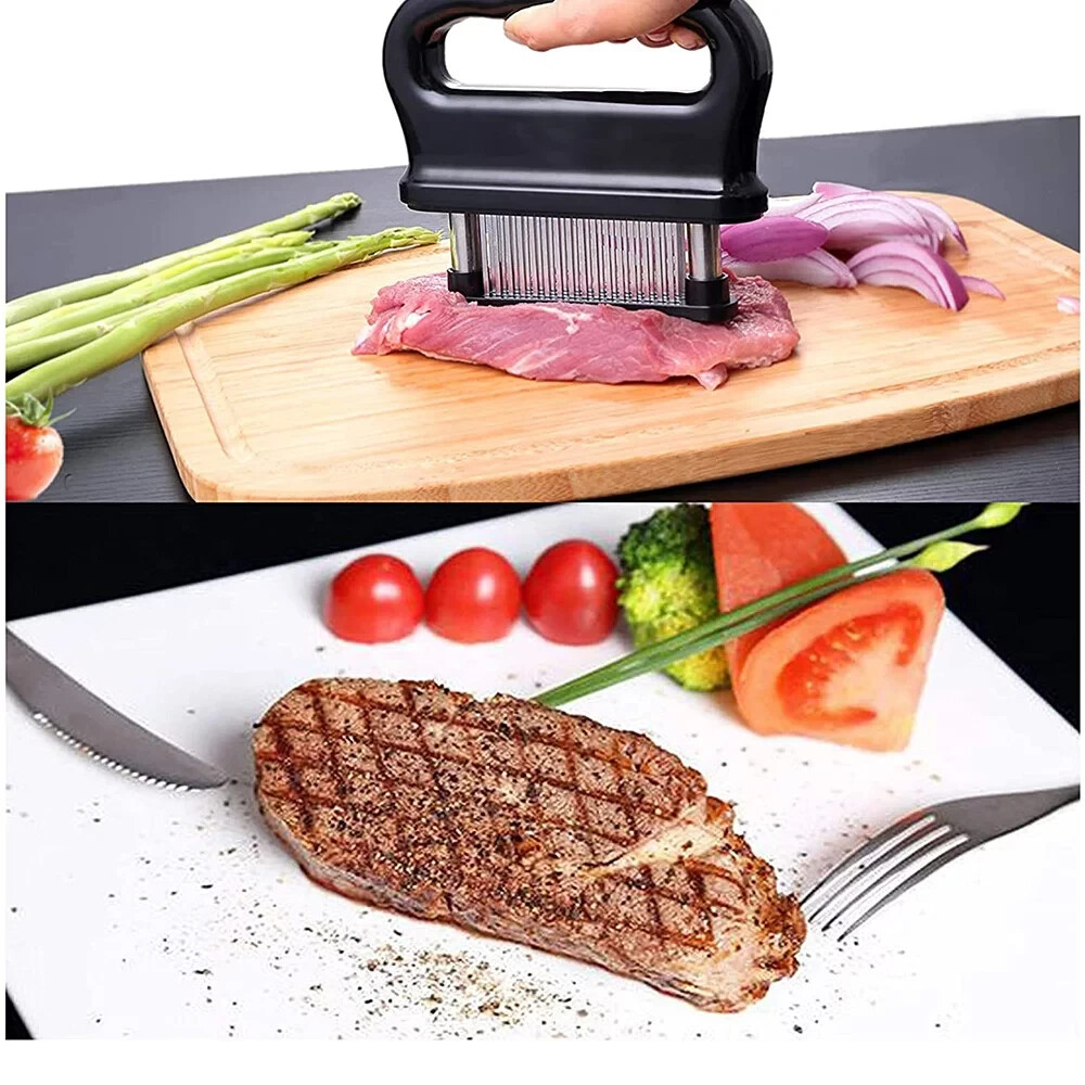 New Meat Tenderizer with 48 Stainless Steel Ultra Sharp Needle Blades BBQ Tool