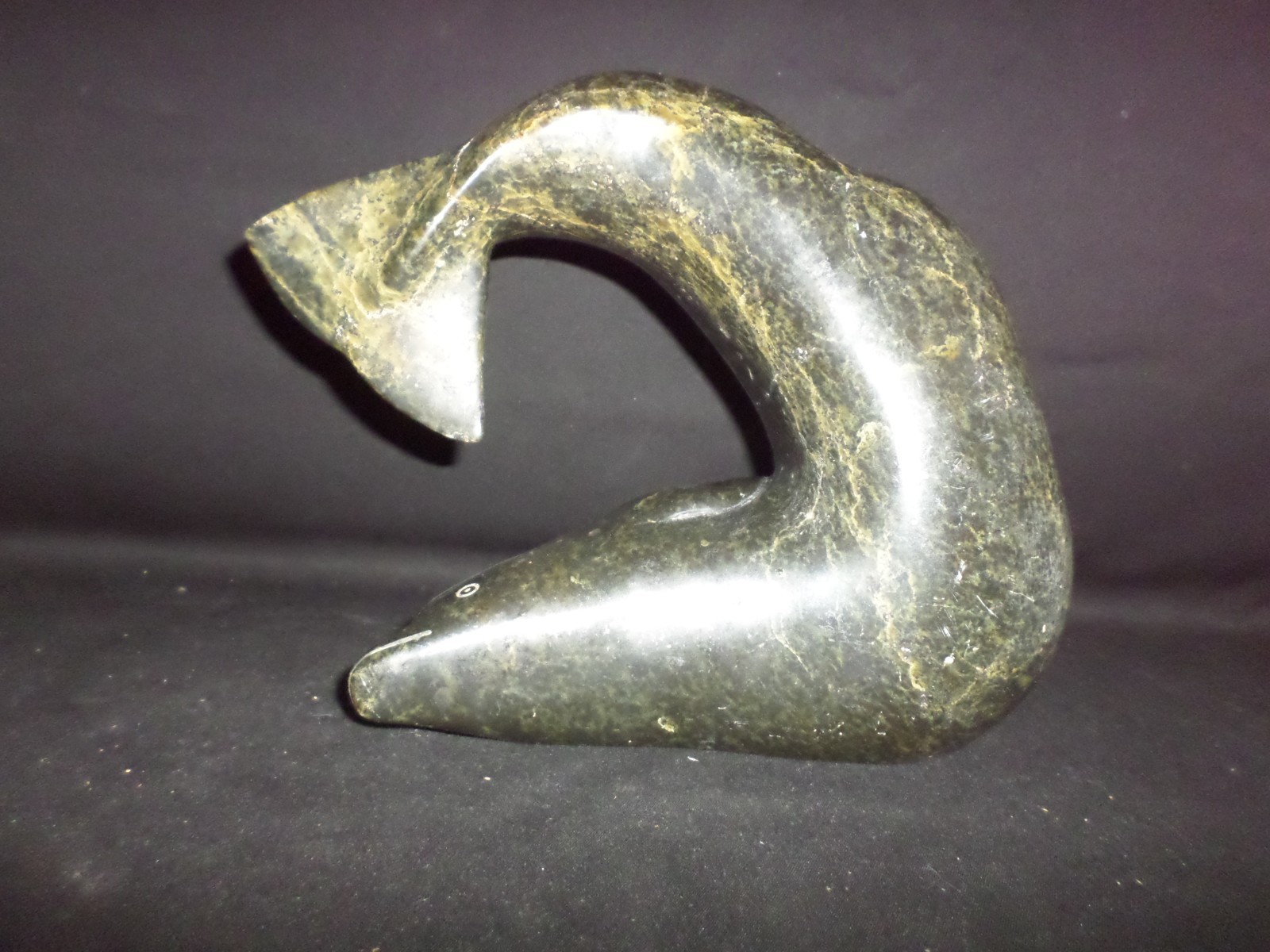 Fine Antique Native American Alaskan Cape Dorset Carved Serpentine Whale 10lb