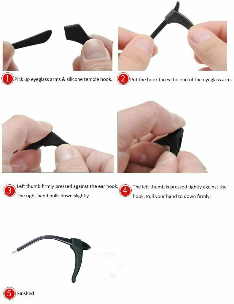 6 Pair Anti Slip Glasses Ear Hooks Tip Eyeglasses Grip Temple Holder Silicone US