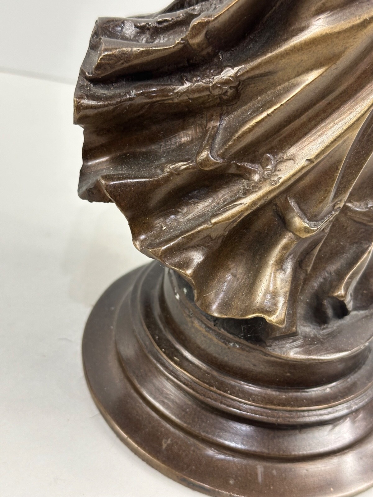 Vintage Victorian Lady Bronze Brass Statue Sculpture Holding Fan 13" High