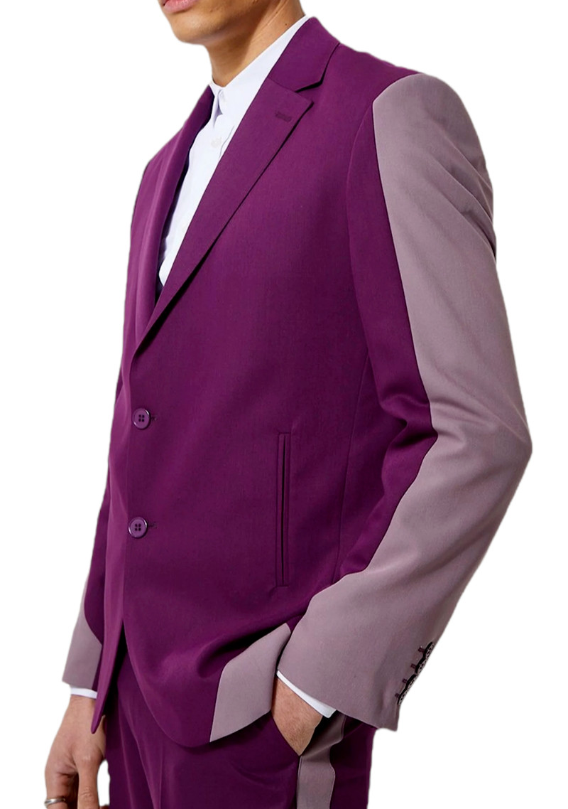 BoohooMAN Single Breasted Blazer Purple Contrast Relaxed  Jacket Mens Sz 44 -NEW