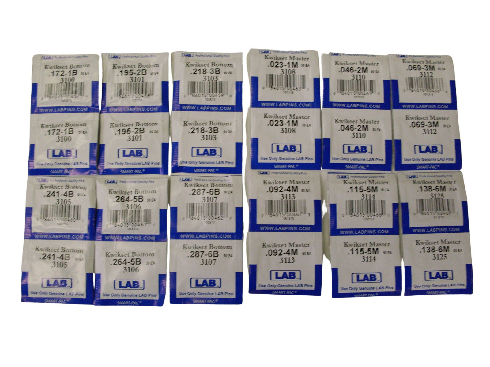 Kwikset color coded keying pins by the pack - options include springs or drivers