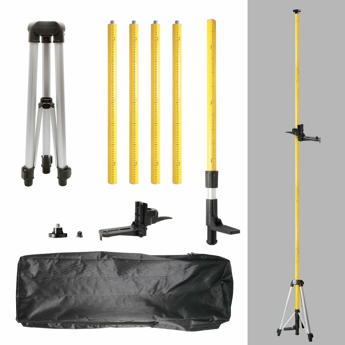 Huepar 12 Ft/3.7m Adjustable Telescoping Pole for Rotary and Line Lasers level