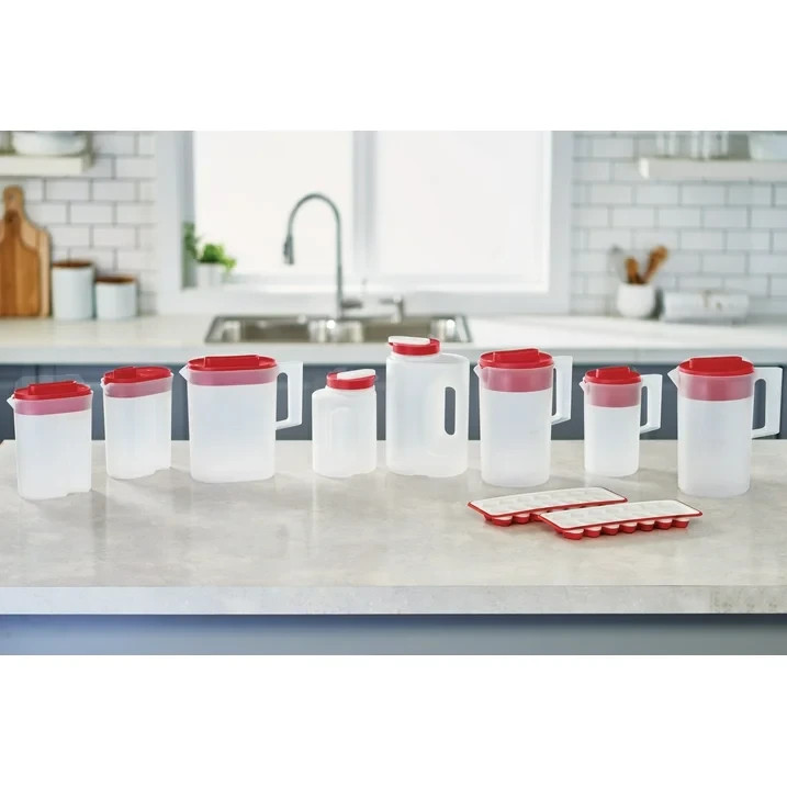 1 Gallon Plastic Water Juice Pitcher with Multifunction Lid, BPA-Free