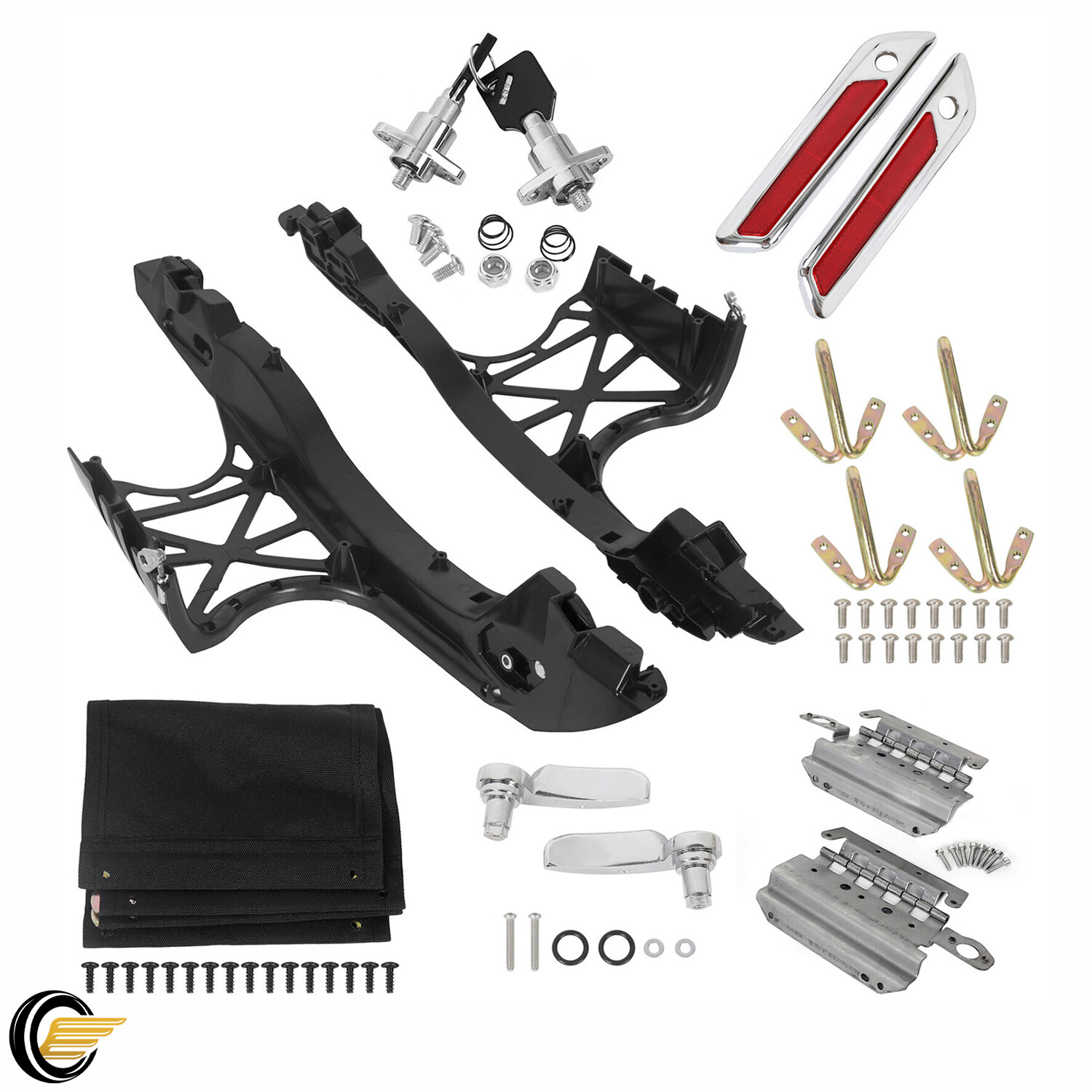 One-Touch Saddlebag Hardware Hinge Latch Cover Lid Lock For 14-24 Harley Touring