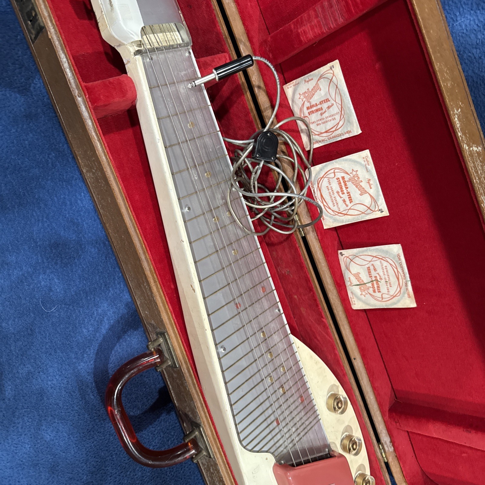 1953/52 Vintage Gibson Ultratone White/Coral Lap Steel Guitar w/ Case